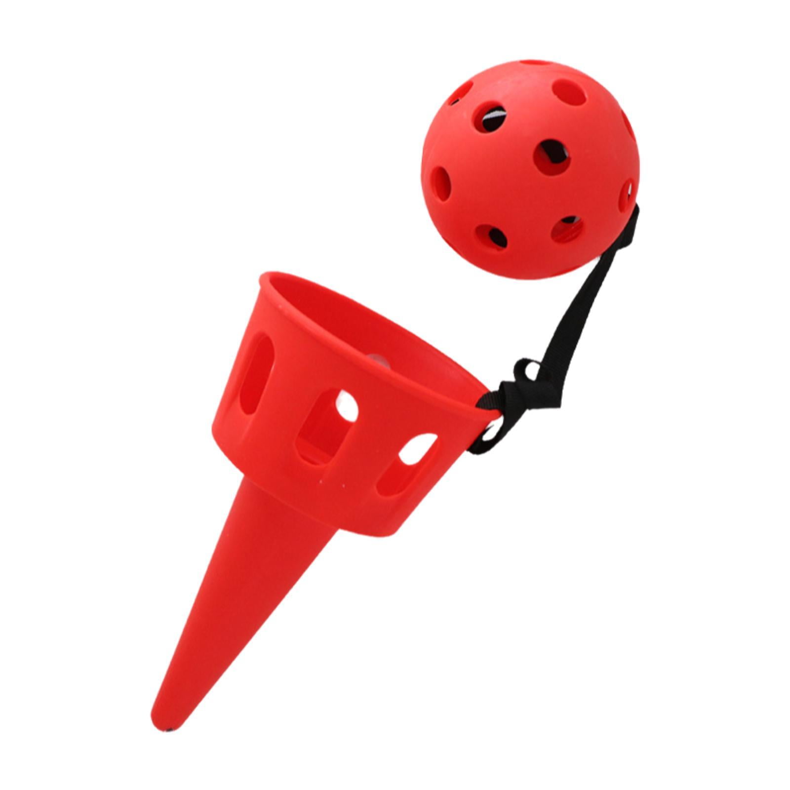 HILABEE Catching Ball Game Launcher Set, Interactive Outdoor Backyard Toy for Kids and Adults (Red, 6.5 in) ty3tb