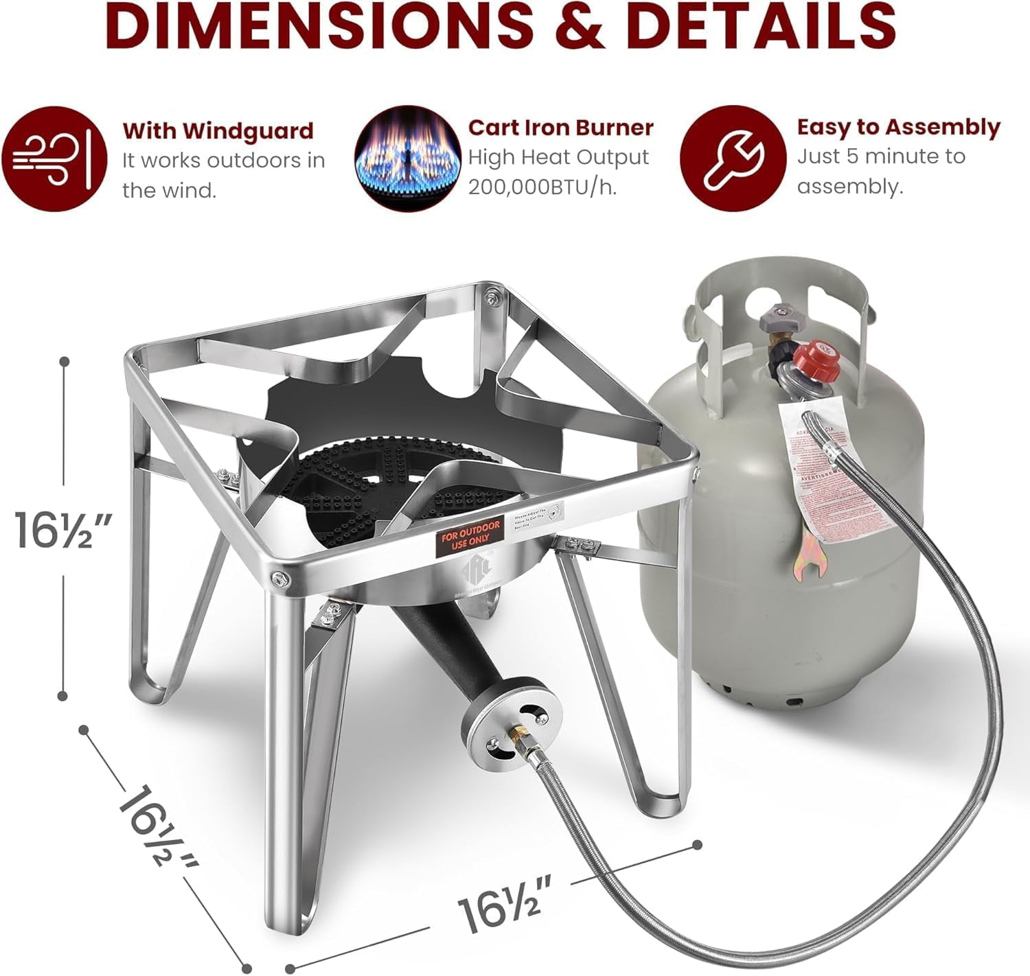 ARC USA Stainless Steel Mexican Cazo for Carnitas with 200,000 BTU Propane Stove (Silver, 41 qt) 20xml