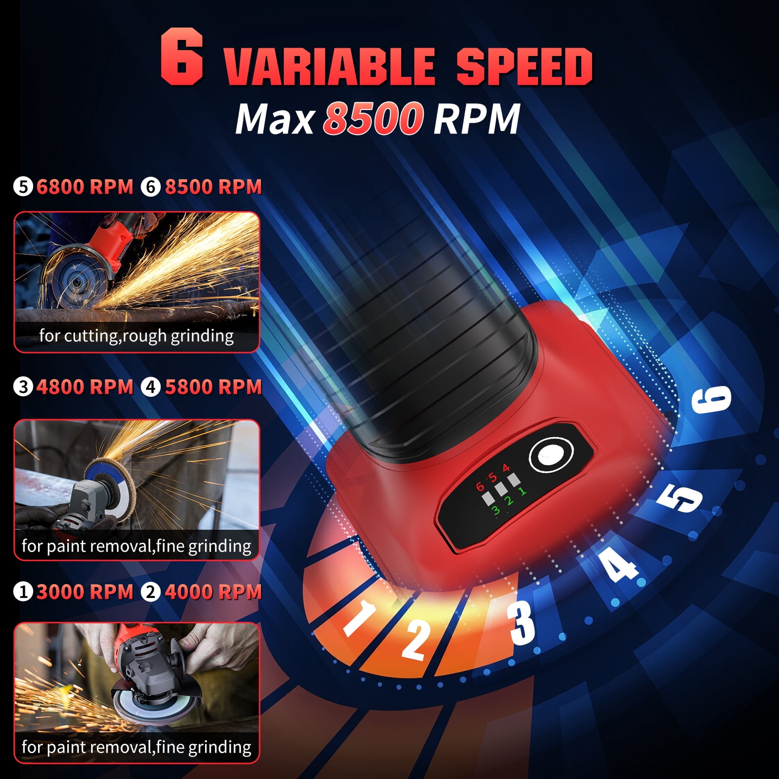 Generic Brushless Cordless Angle Grinder, 18V Power Tool for M18 Li-Ion Batteries, 8500RPM Grinding and Cutting Tool (4.5 in) cdo8o