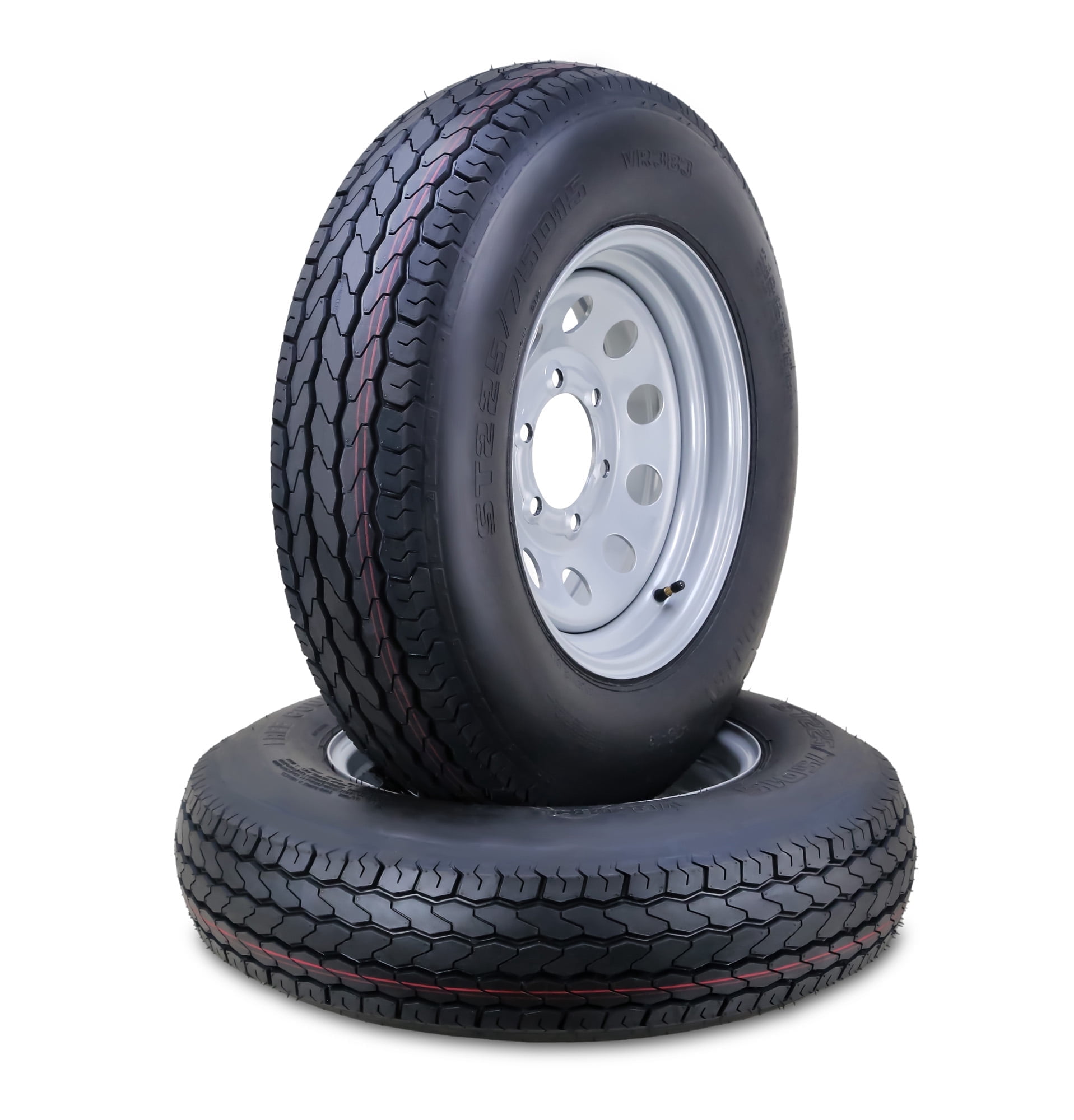 Free Country Trailer Tire and Wheel Assembly (ST225/75D15, 8-Ply, 6 Lug on 5.5 in, Silver, Set of 2) yiadl