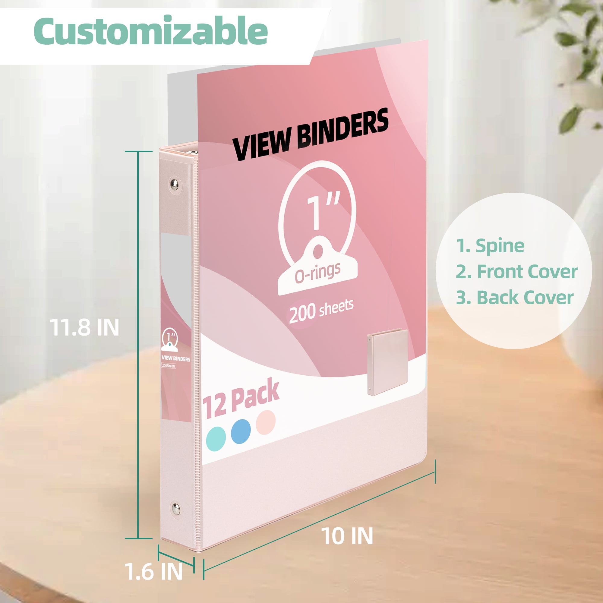 Deli 3-Ring Binder, Economy Round Ring View Binder with Interior Pockets (Mixed Colors, 12-Pack, 1 in) p0p0b