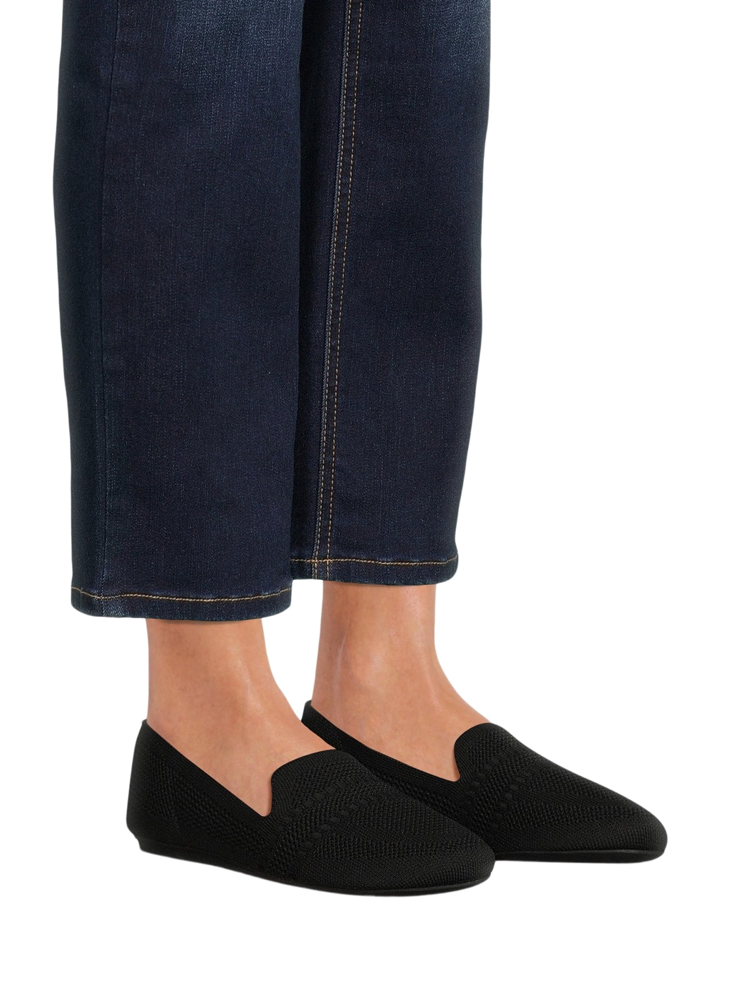 Time and Tru Women's Knit Loafers Slip-On Comfort Casual Shoes (Black, 8 US) xl2fd