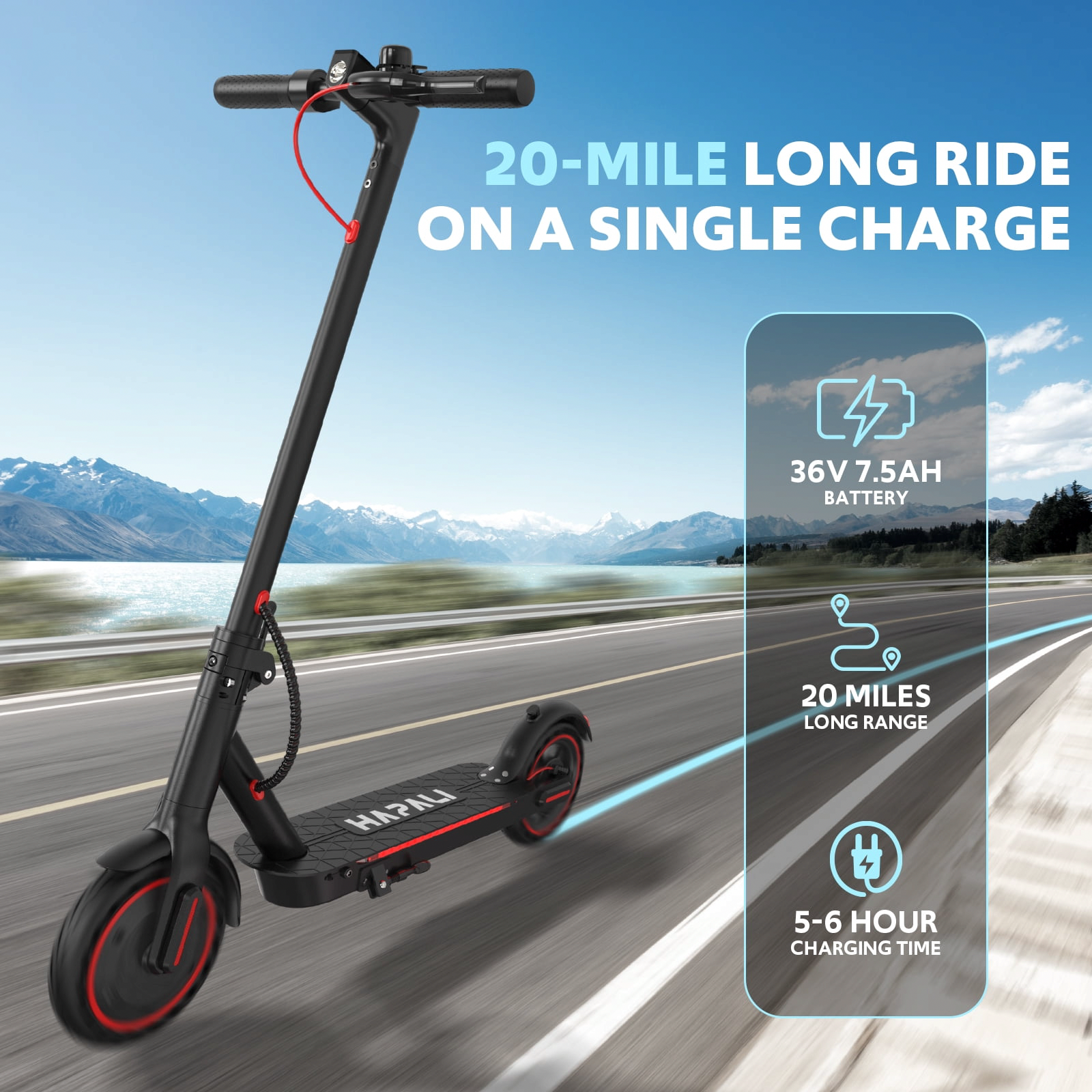 Hapali Electric Scooter for Adults, Folding E-Scooter with 550W Motor and Side Lights (Black, 31 lb) ifkkp