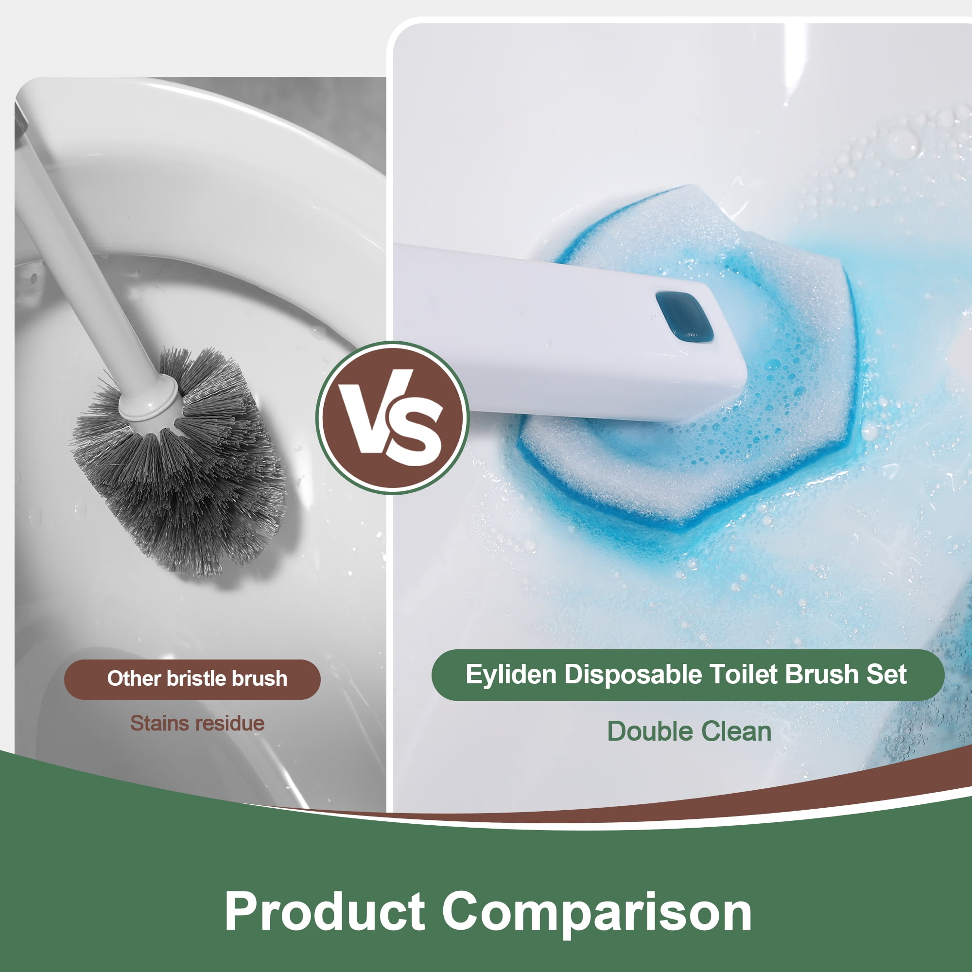 Eyliden Toilet Bowl Brush and Holder Kit with 15 Disposable Scrubber Refills (Blue, 15 Count) rdrph