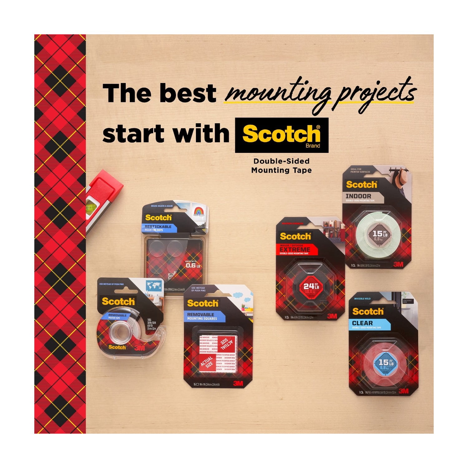 Scotch Removable Poster Tape, Double-Sided Adhesive for Lightweight Mounting (Clear, 0.75 in x 150 in) 6762w