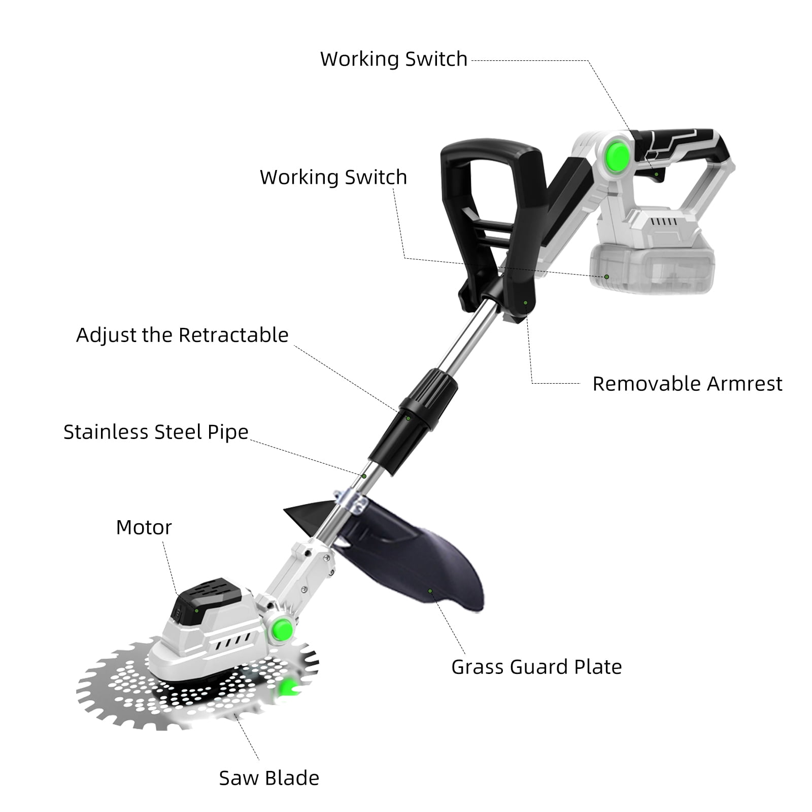KingFurt 21V Cordless Electric Weed Wacker, Lightweight Grass Trimmer for Lawn Edging (Grey, 9 in) 23nya