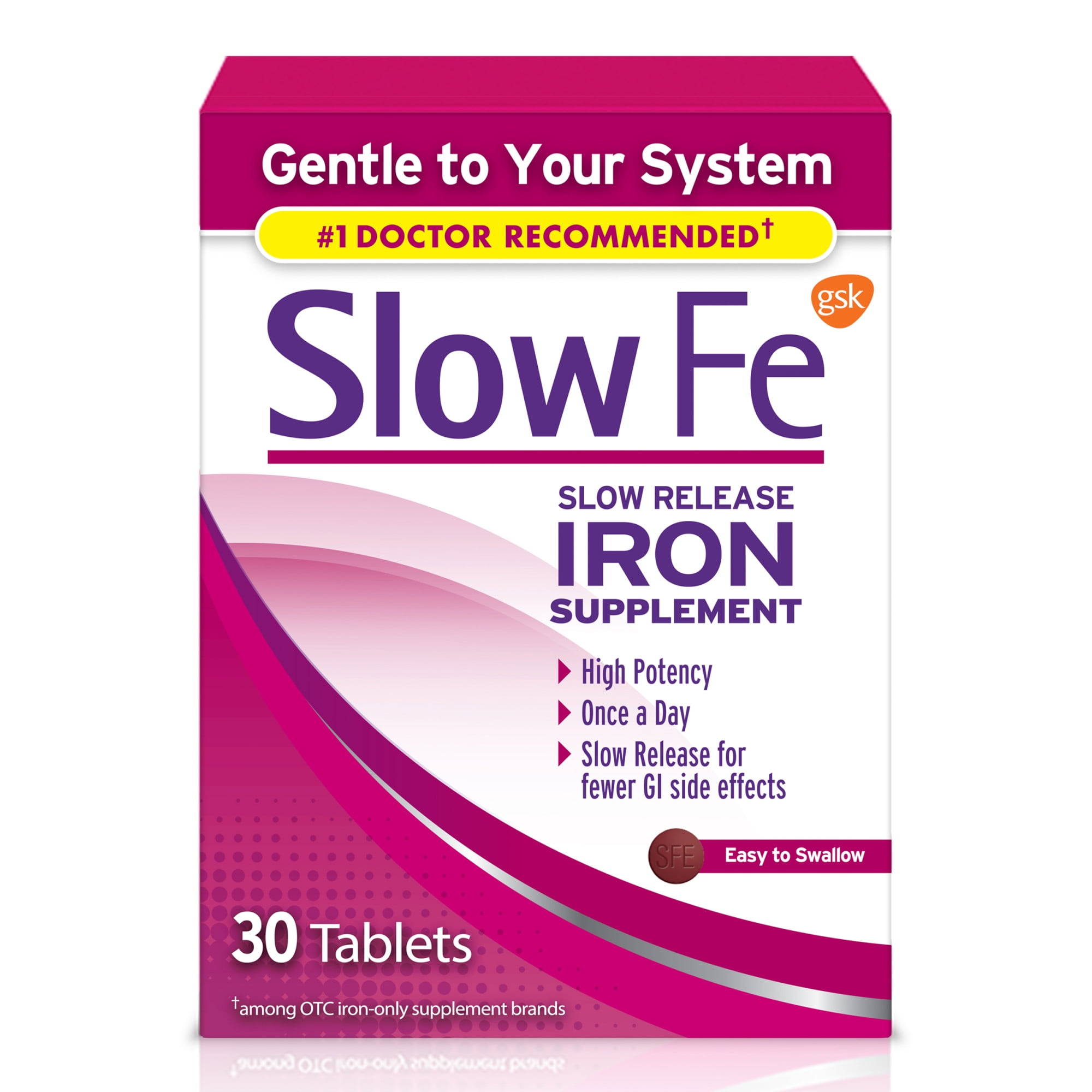 Slow Fe Iron Supplement for Iron Deficiency, High Potency Slow Release Tablets (45 mg, 30 Ct) umoaq