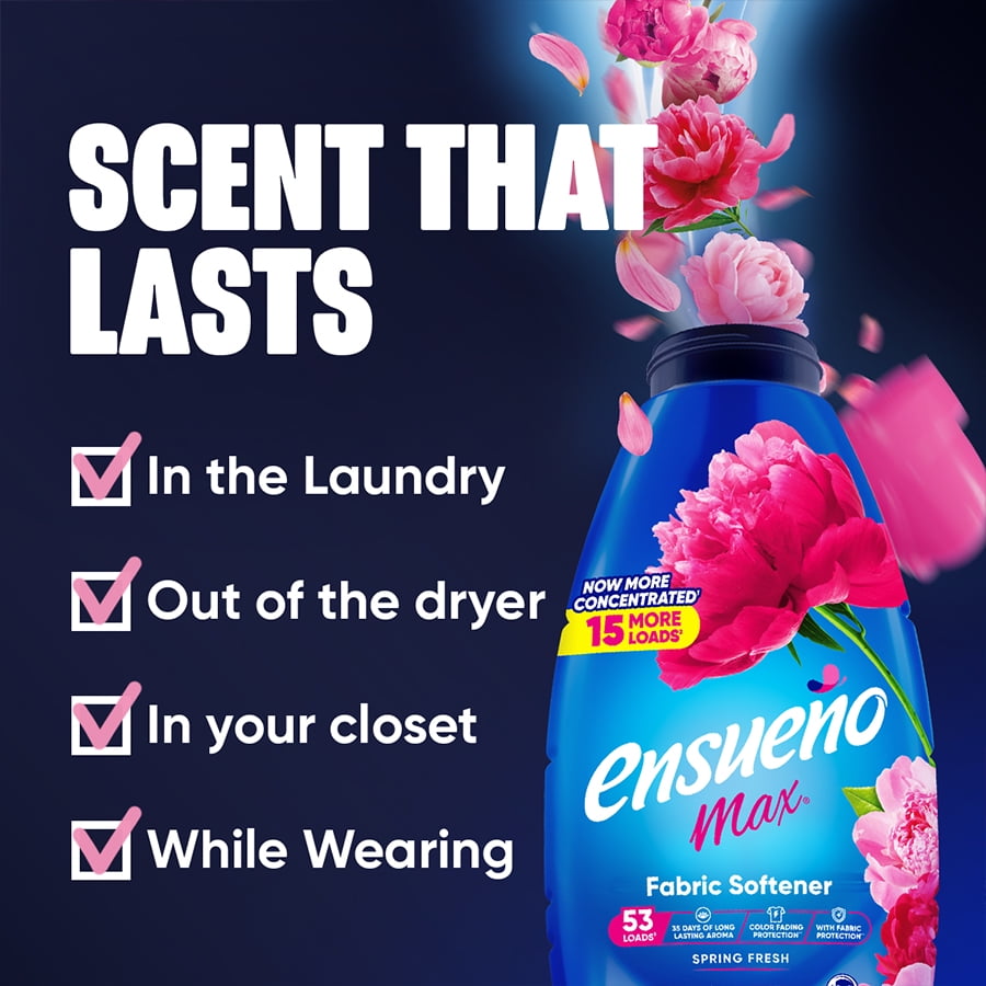 Ensueno Max Liquid Fabric Softener, Spring Fresh, Long-Lasting Scent (45 fl oz) e2787
