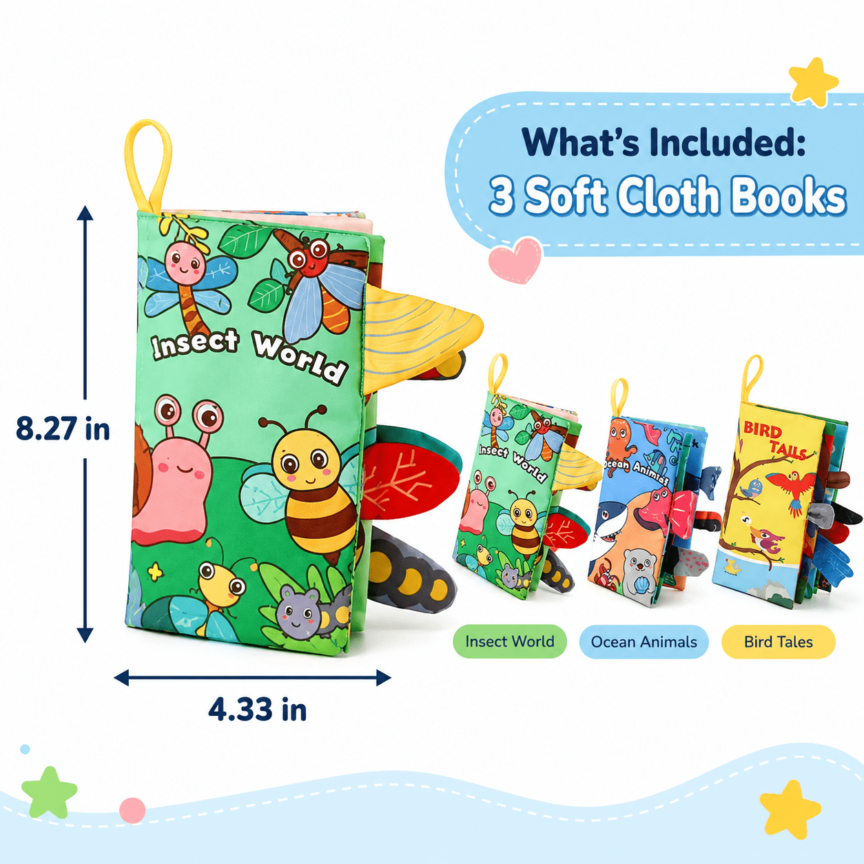 Byseng Soft Cloth Baby Books Sensory Activity Set (High Contrast, 3 Pack) yg38v