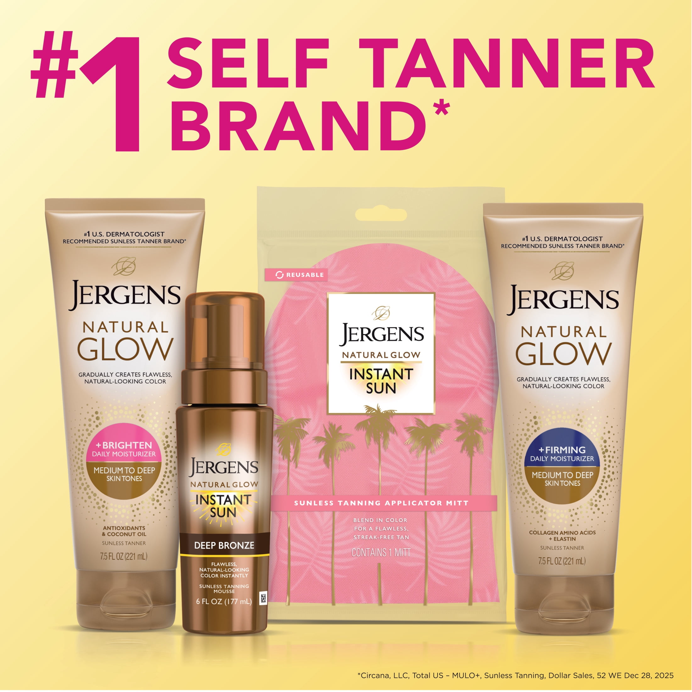 Jergens Natural Glow Daily Moisturizer, Gradual Self Tanner for Medium to Deep Skin Tone (7.5 fl oz) w7t78