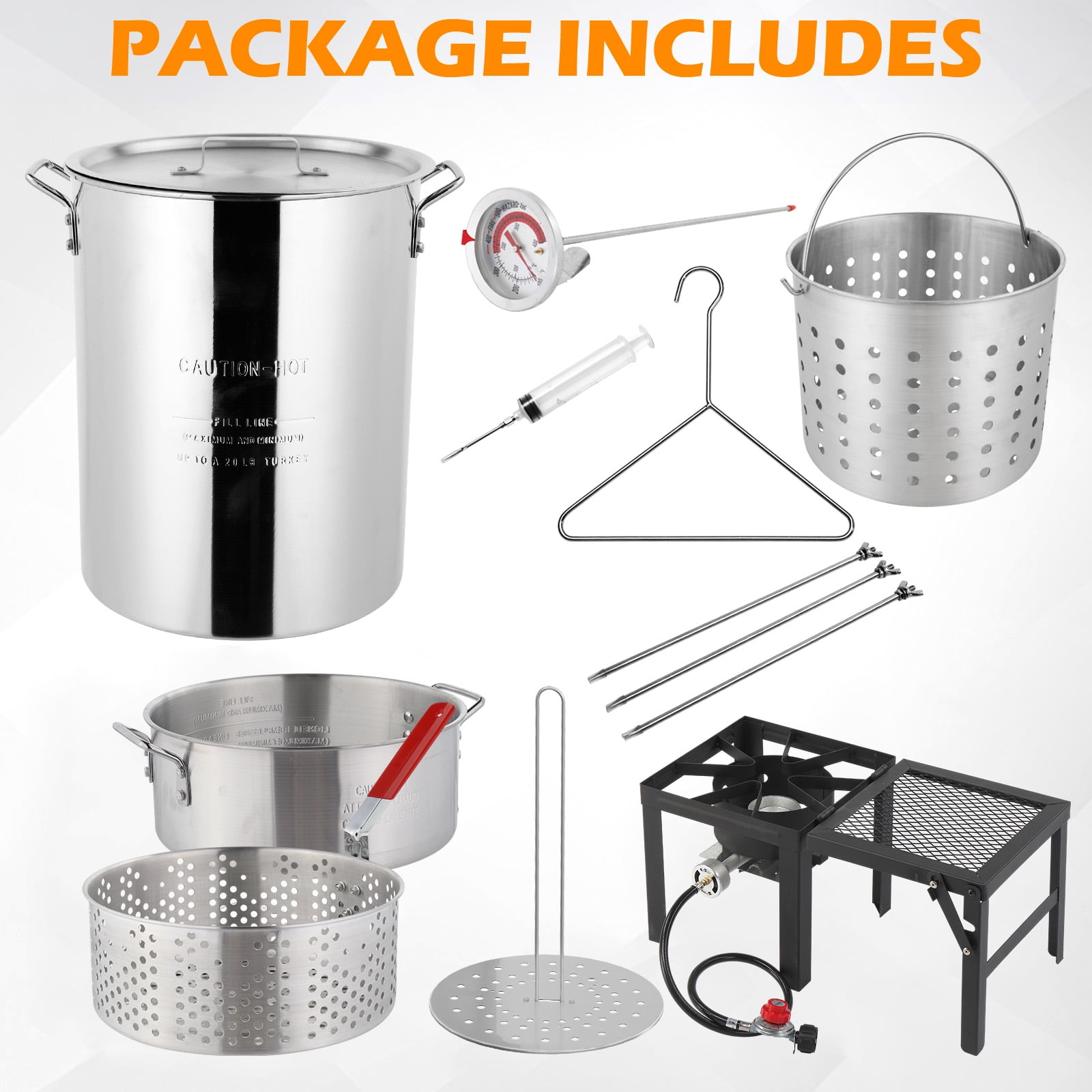 Zimtown Outdoor Turkey Fryer and Boiling Pot Set with Folding Side Table and Thermometer (30 qt, 10 qt) reftl