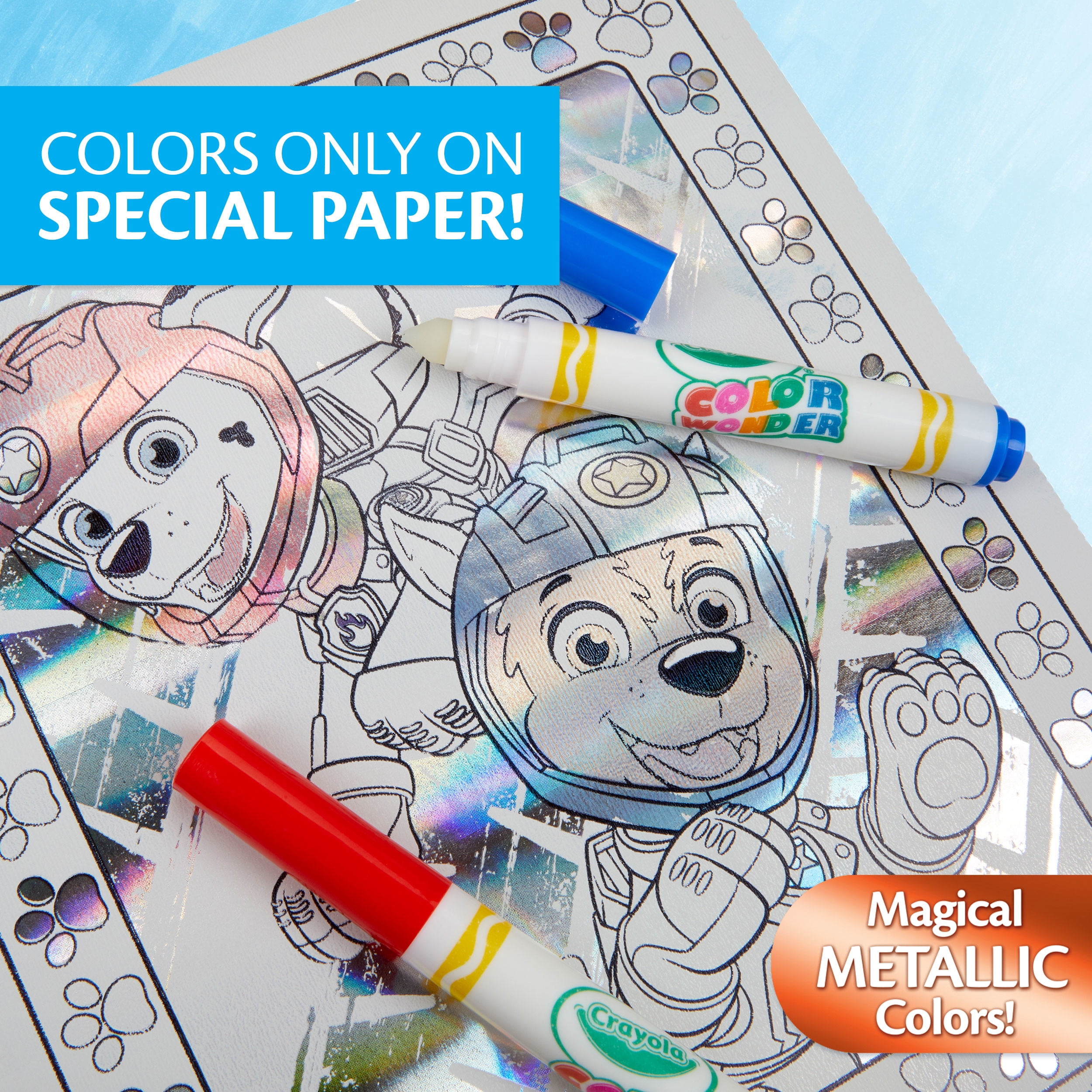 Crayola Paw Patrol Color Wonder Metallic Mess Free Coloring Set (12 Pages, 5 Markers) 6t7mt