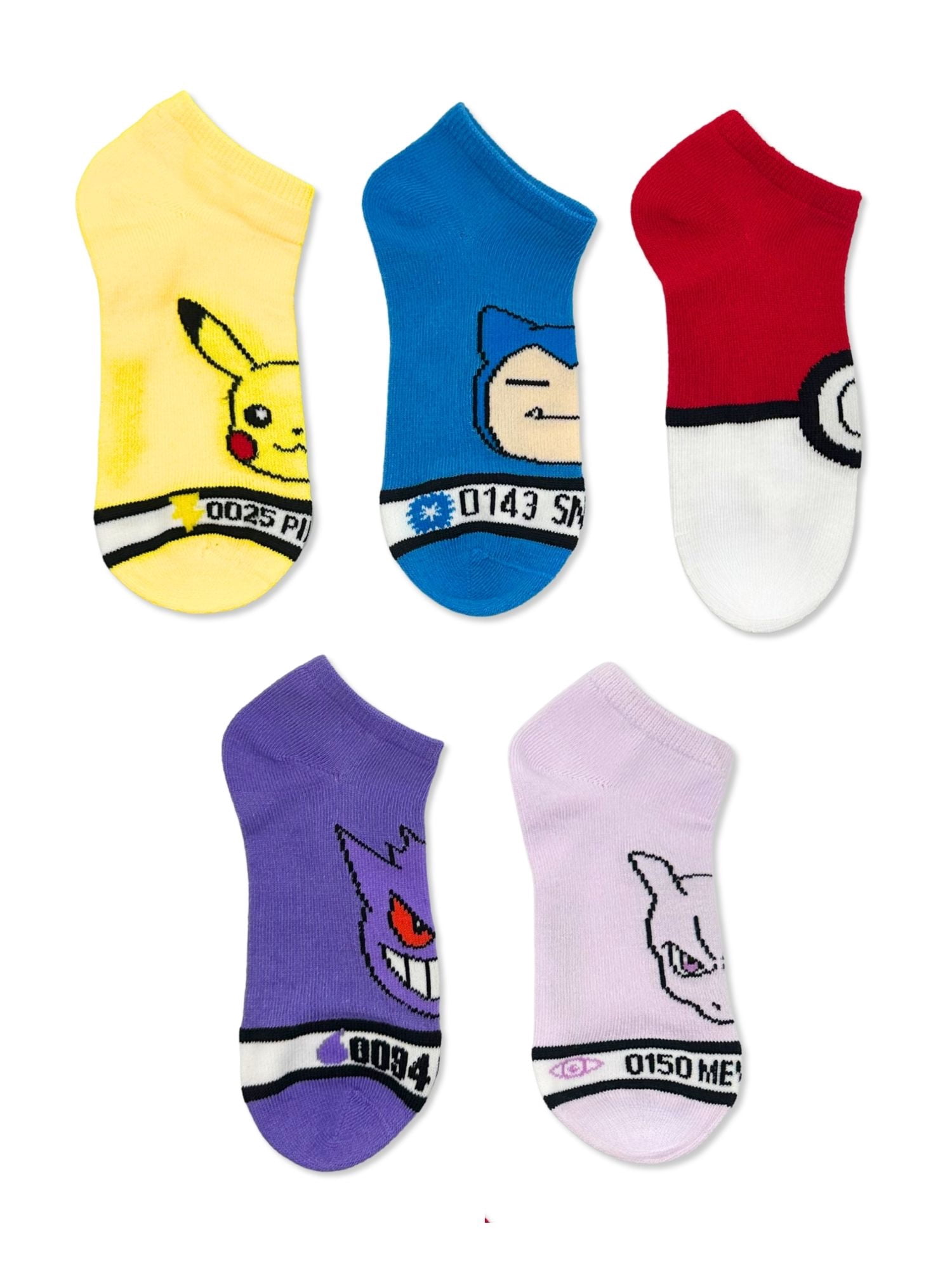 Pokémon Boys No-Show Socks, Comfortable Athletic Footwear, Multi-Character Design (5-Pack, S/M-M/L) yogxj