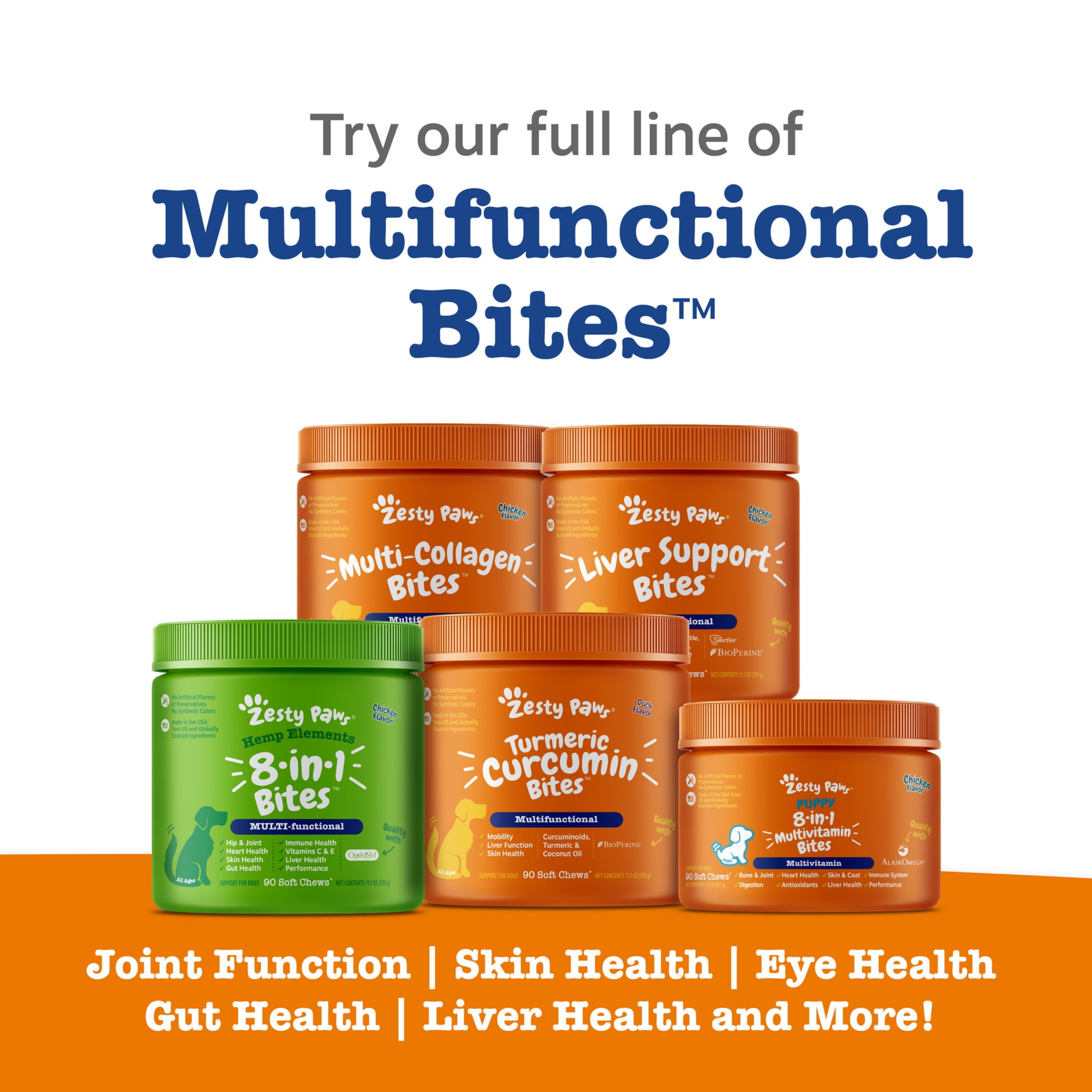 Zesty Paws 8-in-1 Multivitamin Bites Chicken Flavor Dog Supplement (60 Count) sgzp8