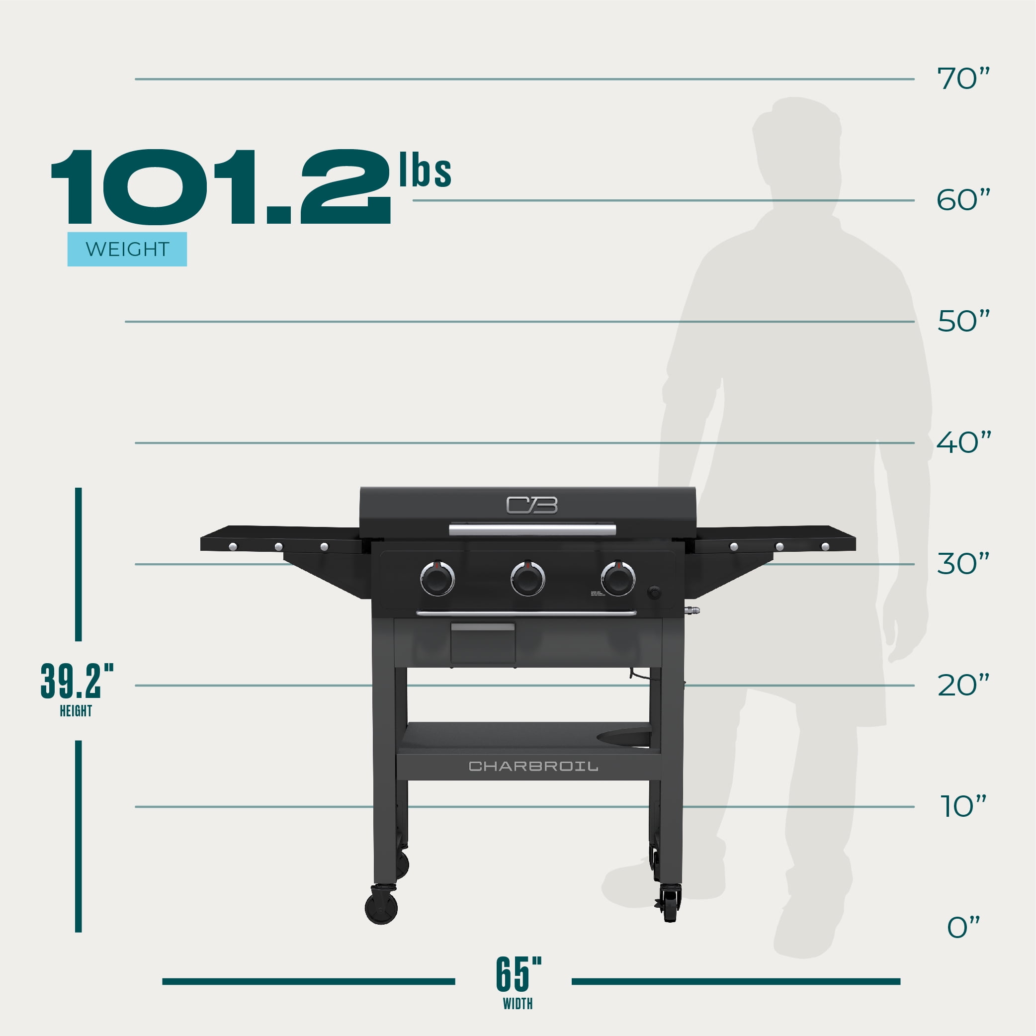 Charbroil Performance Series 3-Burner Propane Gas Griddle with Cart (28 in) fute5