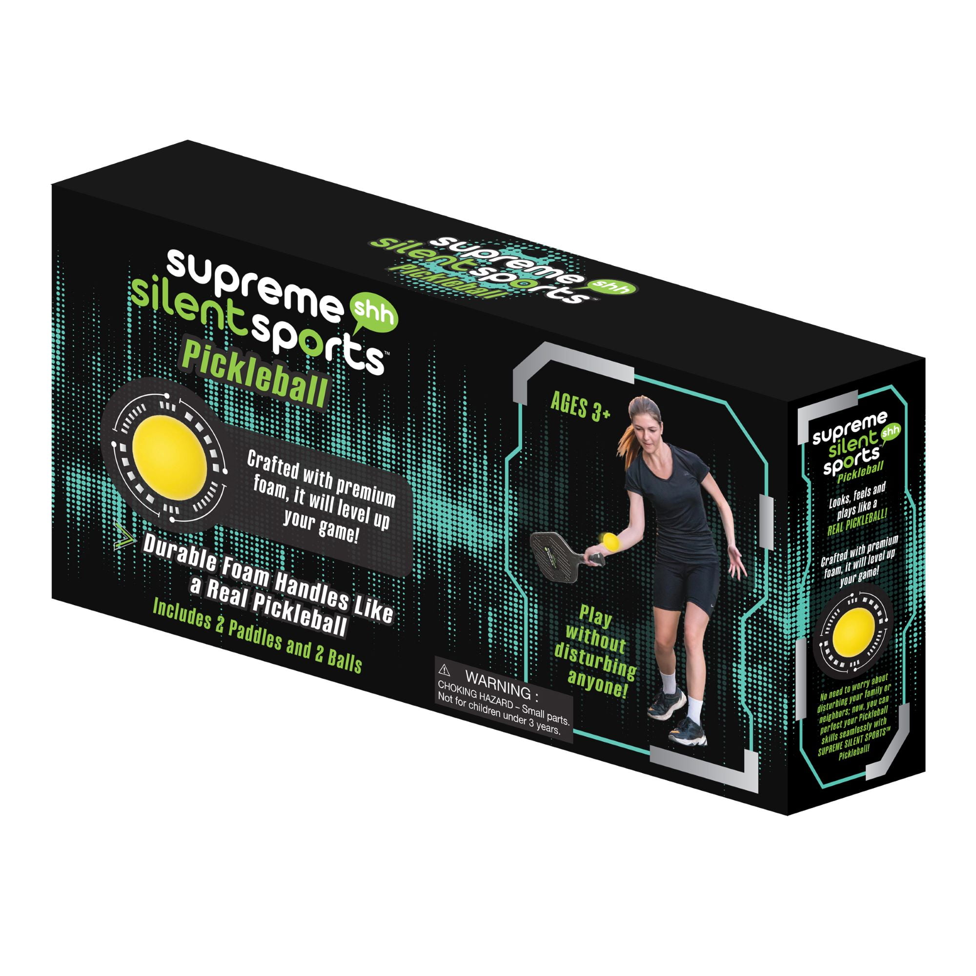 Supreme Silent Sports Pickleball Paddle Set, Noise-Reducing Indoor Practice Gear (2 Paddles, 2 Balls) hljxh
