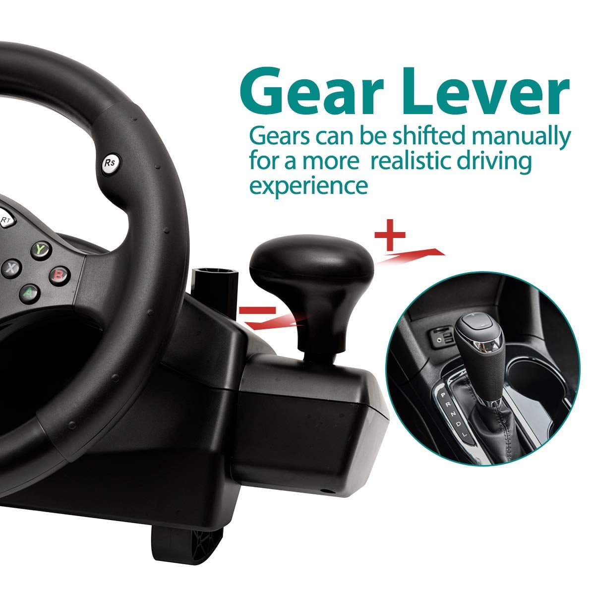 DOYO Racing Wheel for PC, PS4, Xbox One, Switch, 270° Steering Wheel with Pedals and Gear Shifter (Black, 1 Unit) 1jie9