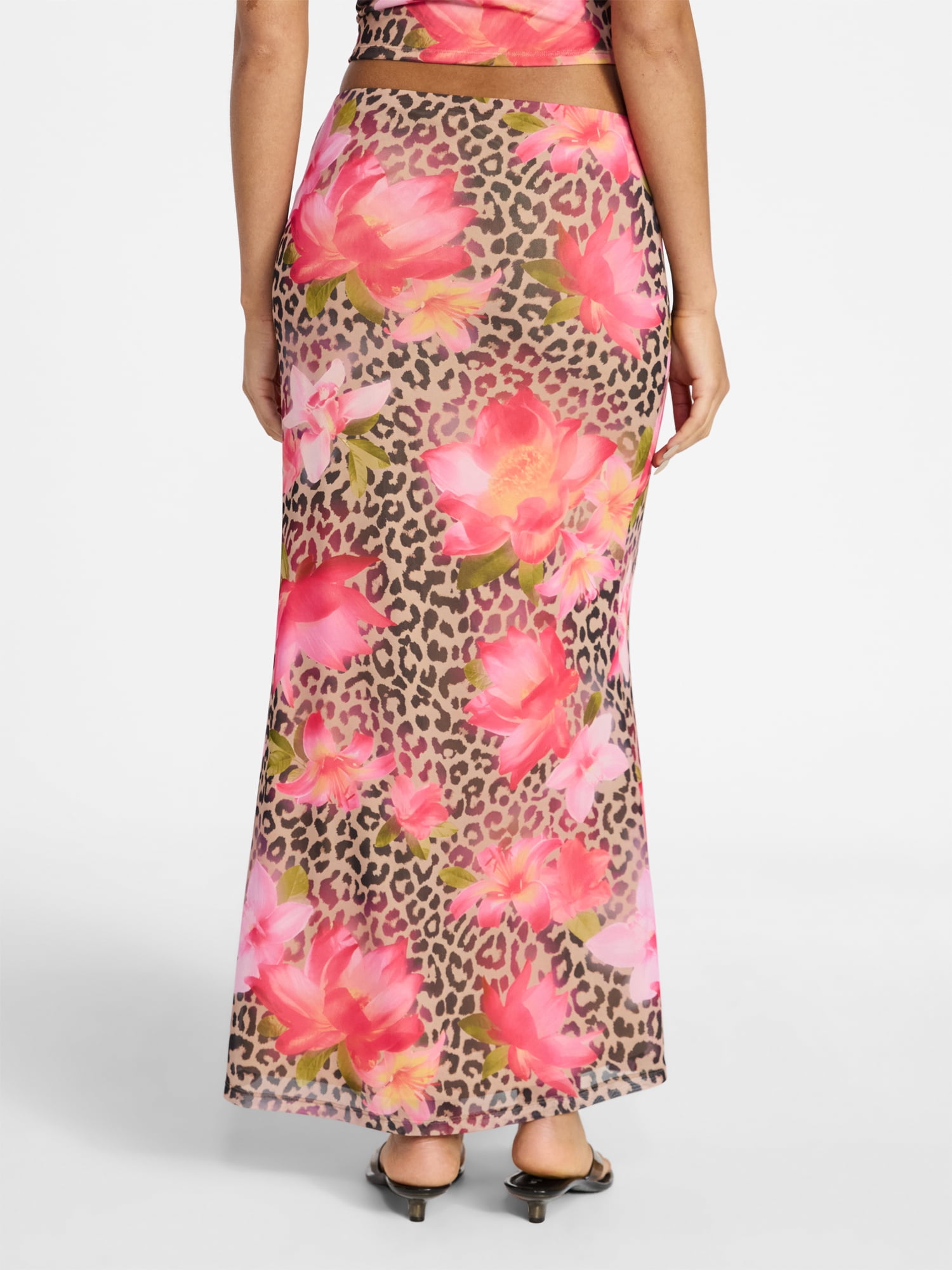 No Boundaries Women's Mesh Maxi Skirt (Allover Print, XXS-XXL) o9fp1