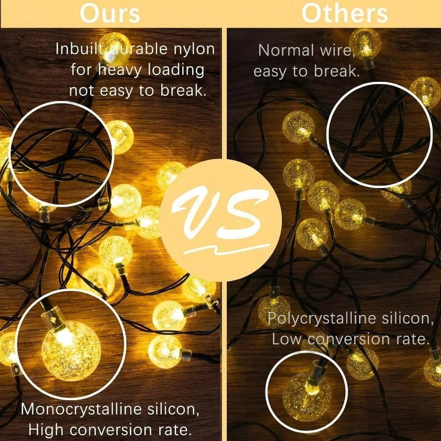 Slssqhz LED Solar String Lights Outdoor Crystal Ball Decorative Lighting (Multi-Color, 100 LEDs, 32.8 ft) pc13p