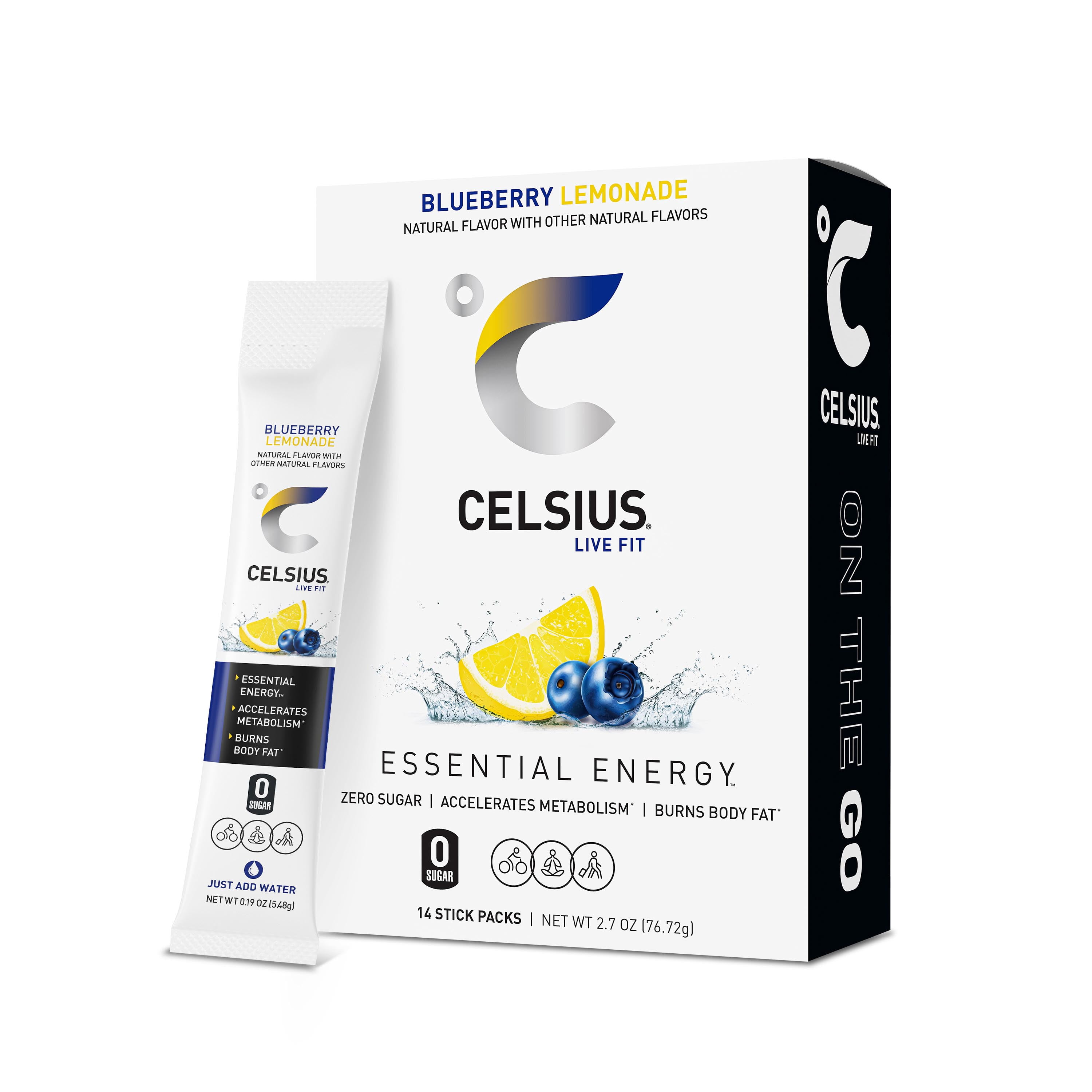 CELSIUS On The Go Energy Drink Mix, Blueberry Lemonade (14 Stick Pack) f6hgu