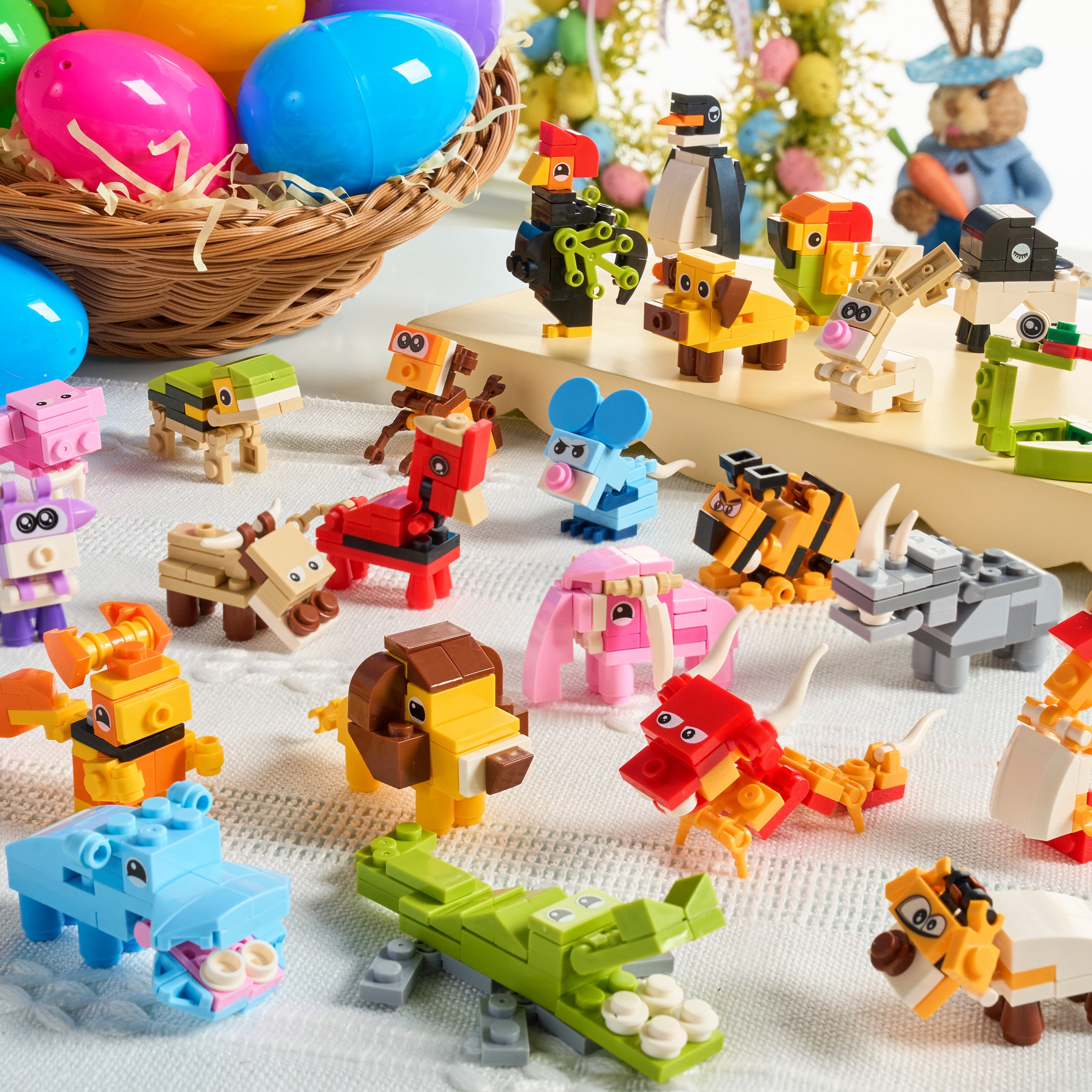 Joyfy Prefilled Easter Eggs with Animal Building Blocks, Educational STEM Toy Set for Kids (24 Pack, 3.23 in) ca78t