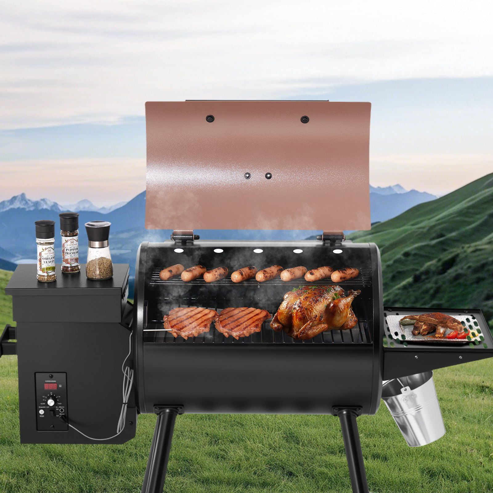 Z Grills Wood Pellet Electric Grill 8-in-1 Smoker and BBQ (Black, 456 sq in) 6a8iy