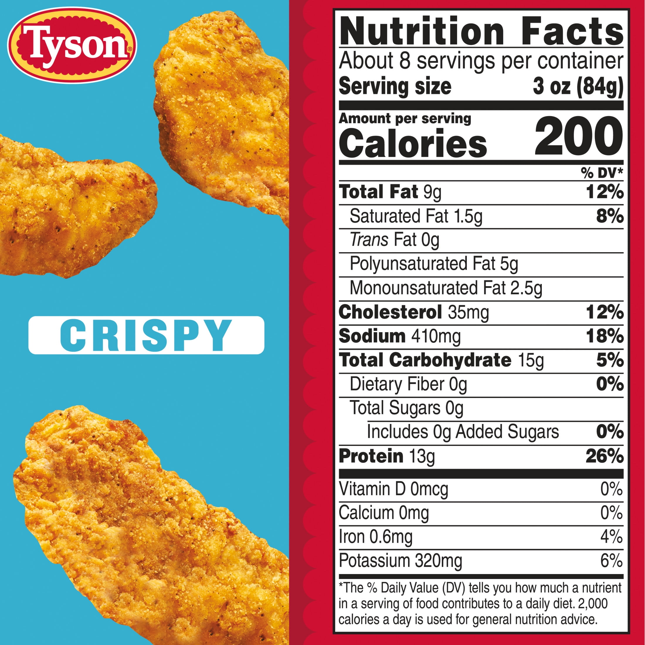 Tyson Crispy Chicken Breast Strips, Fully Cooked Frozen White Meat (25 oz) wx9o7