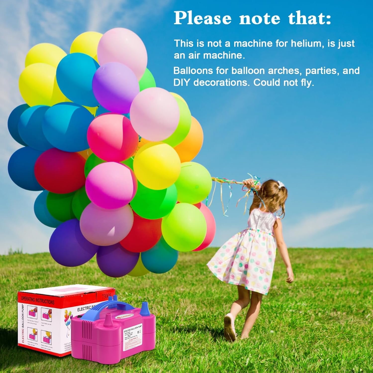 IDAODAN Electric Balloon Pump, Dual Nozzle High-Speed Air Inflator for Party Decorations (Red) zn2jk