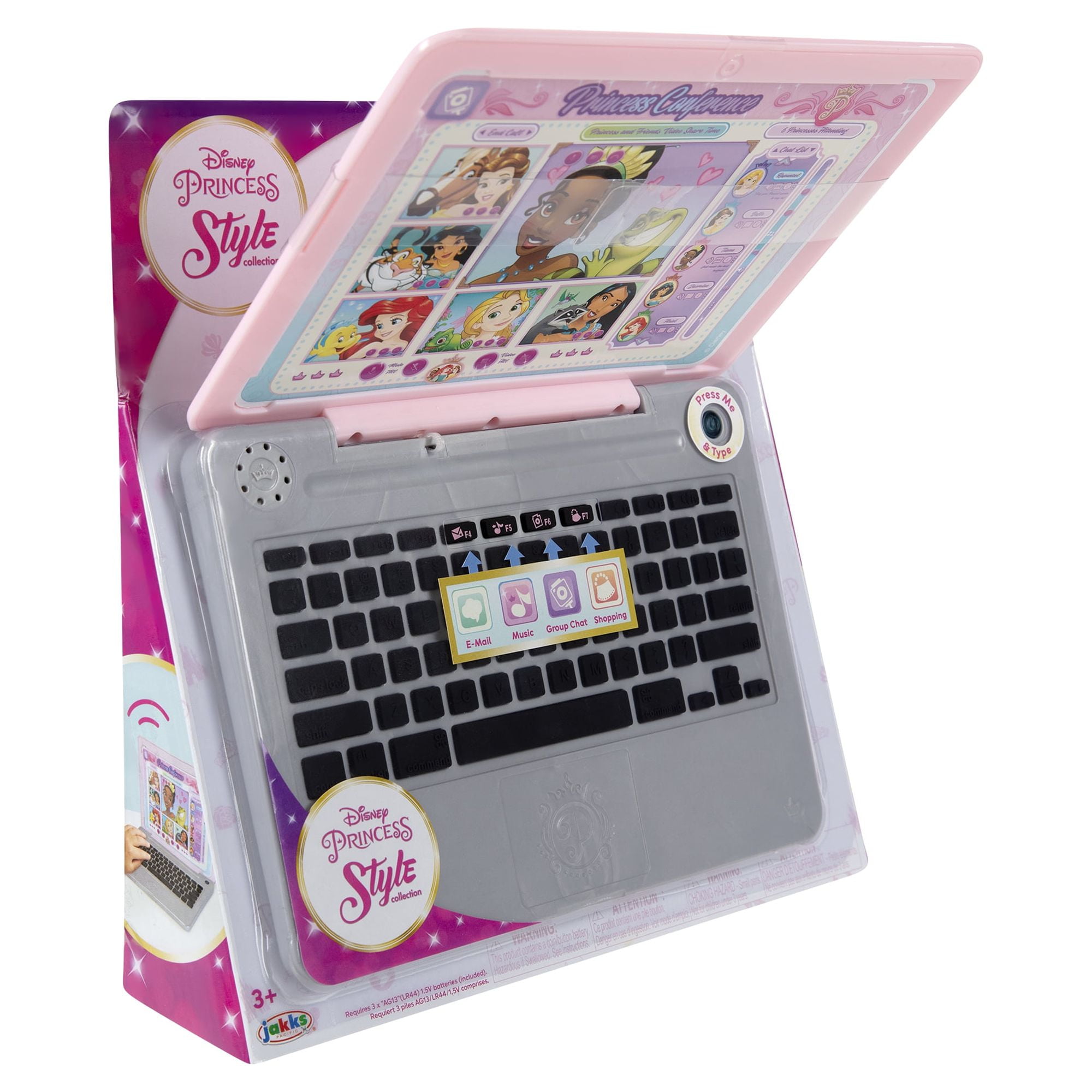 Disney Princess Style Collection Pretend Laptop with Play Earbuds (Pink, 1 Set) 8d370