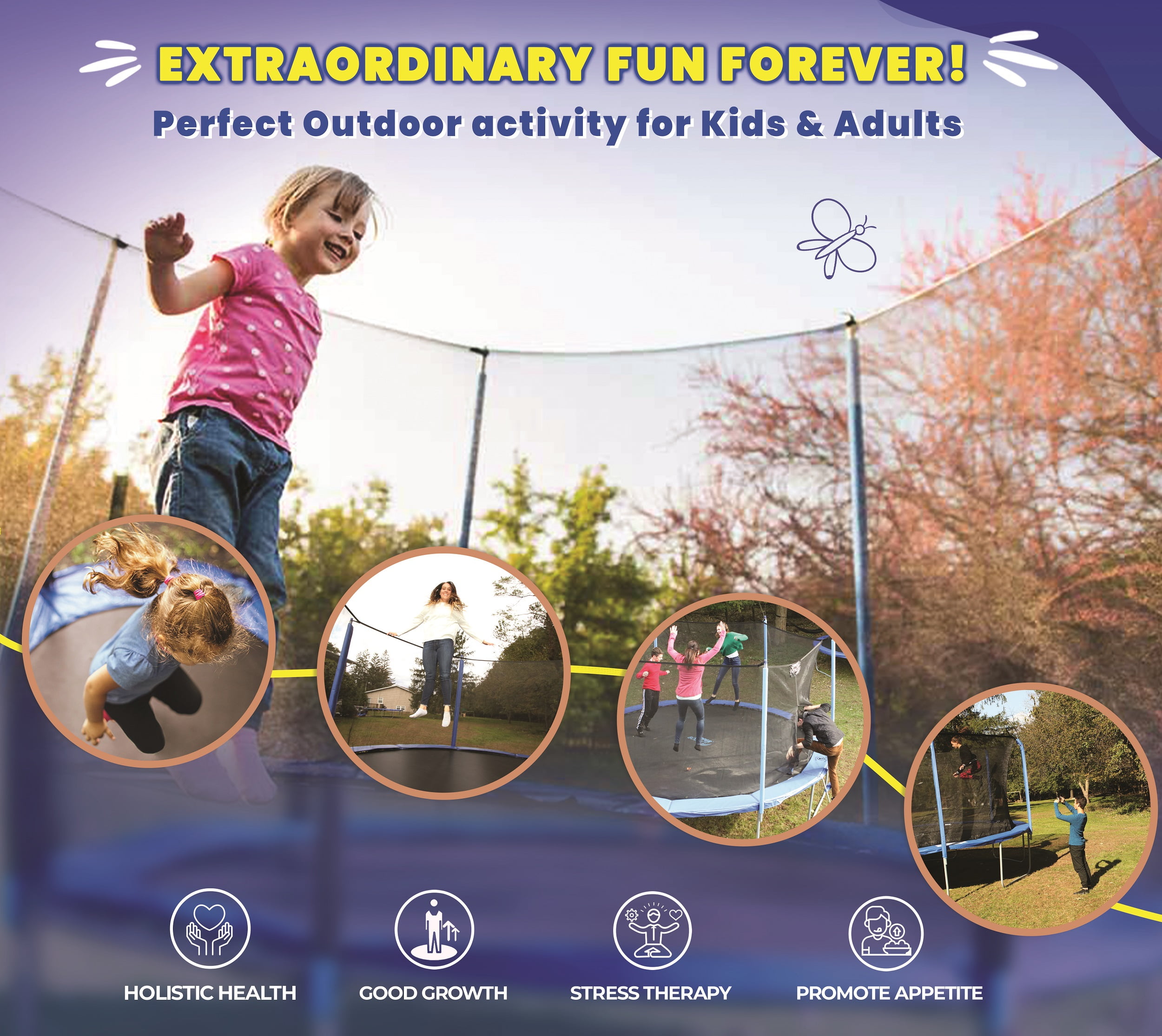 Upper Bounce 15 ft Round Trampoline Set with Safety Enclosure System (Black, 15 ft) ipa7y