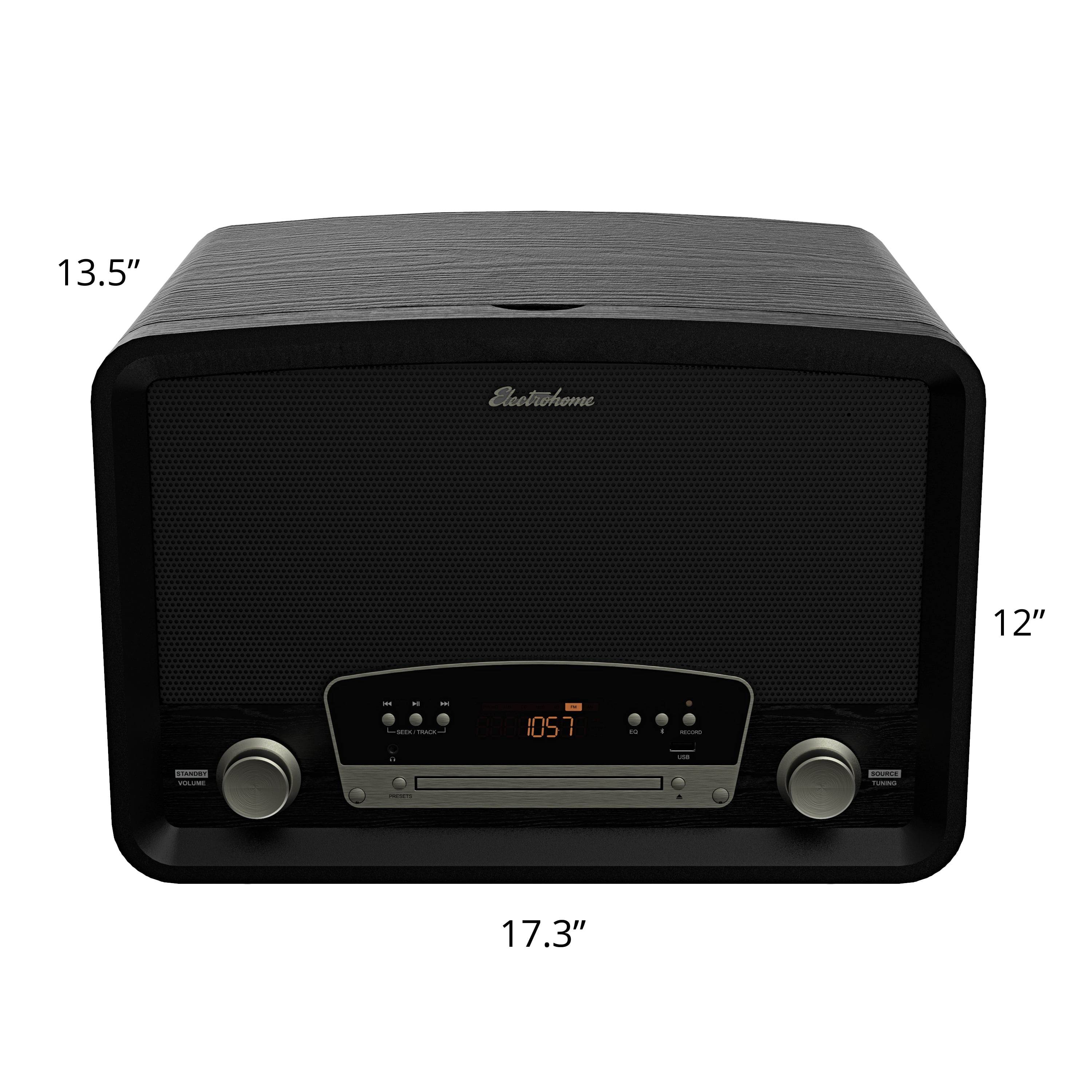 Electrohome Kingston 7-in-1 Vintage Vinyl Record Player Stereo System with Bluetooth and CD Player (Black, 1 Unit) nf5bu