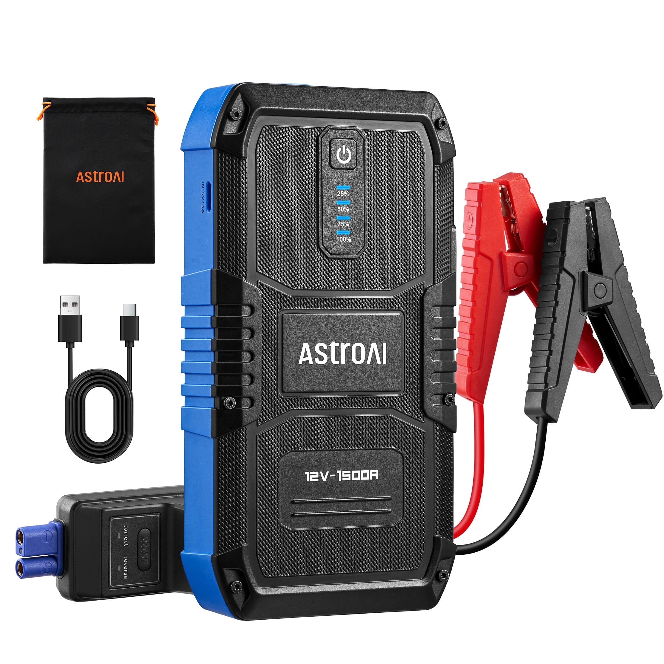 AstroAI 1500A Portable Car Jump Starter Battery Booster (Blue, 12V) nqxyq