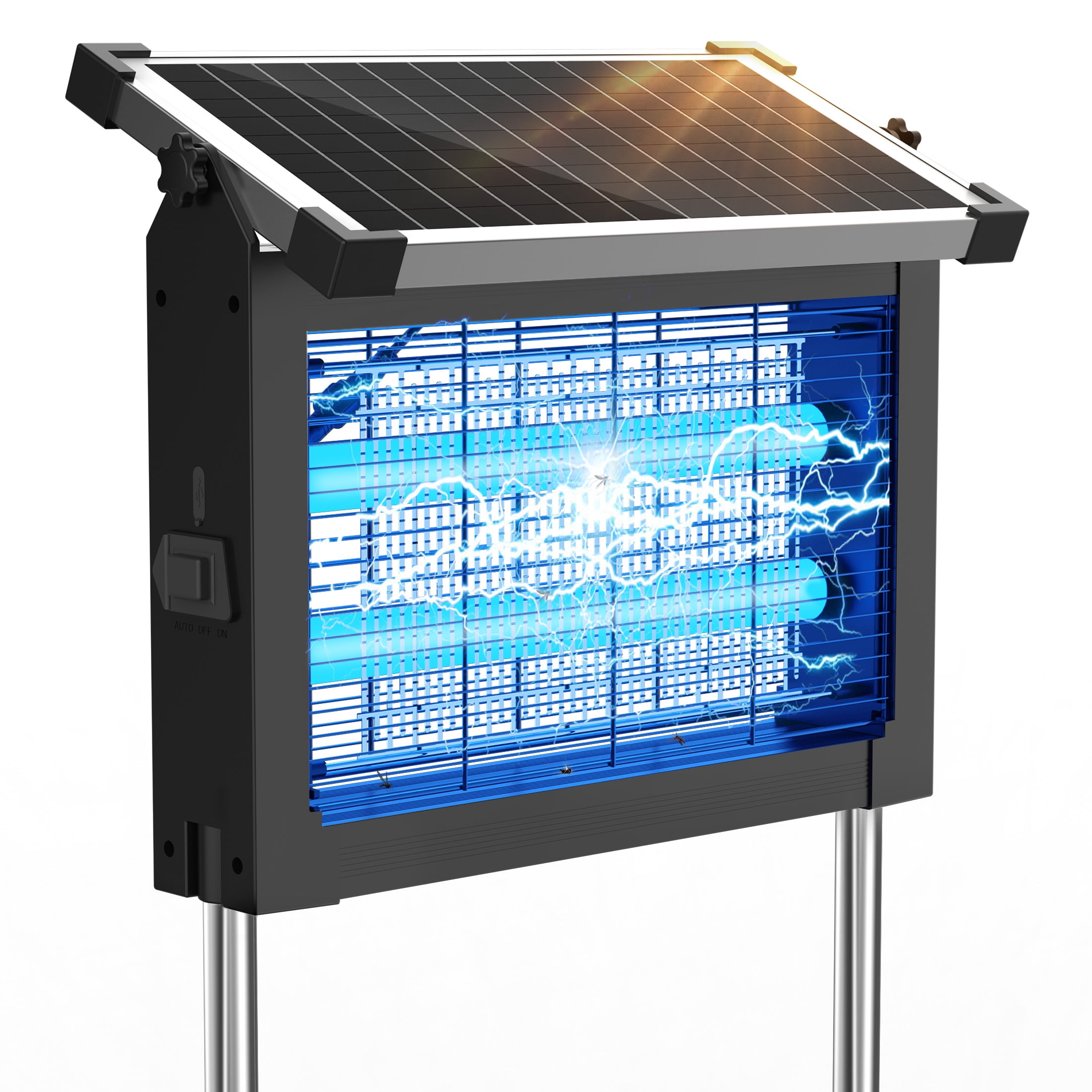REPPISS Solar Bug Zapper Outdoor, Waterproof Mosquito & Fly Killer Lamp for Garden and Patio (1 Acre Coverage) cyn8r