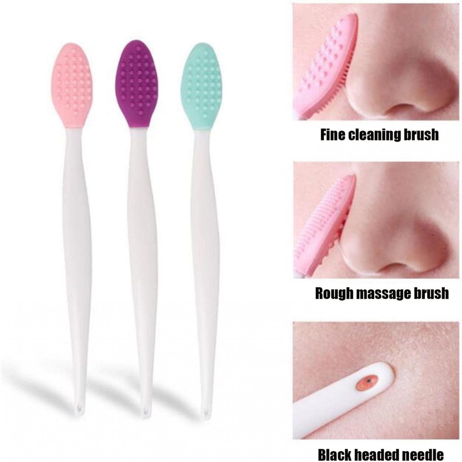LINMOUA Silicone Nose Scrub Brush Exfoliator Tool for Pore Cleansing and Blackhead Removal (Pink, 1 Pack) sg9b6