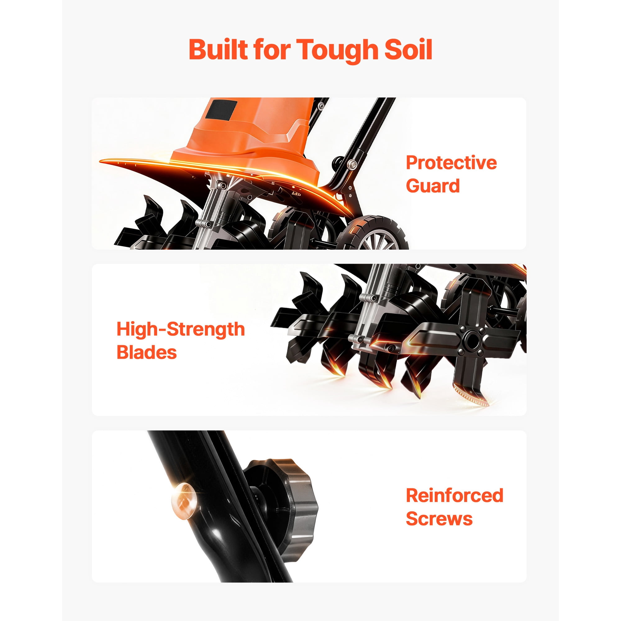 KFFKFF Corded Electric Tiller, 13.5-Amp Garden Rototiller with 18in Tilling Width and Foldable Handle (18 in) 92cpi