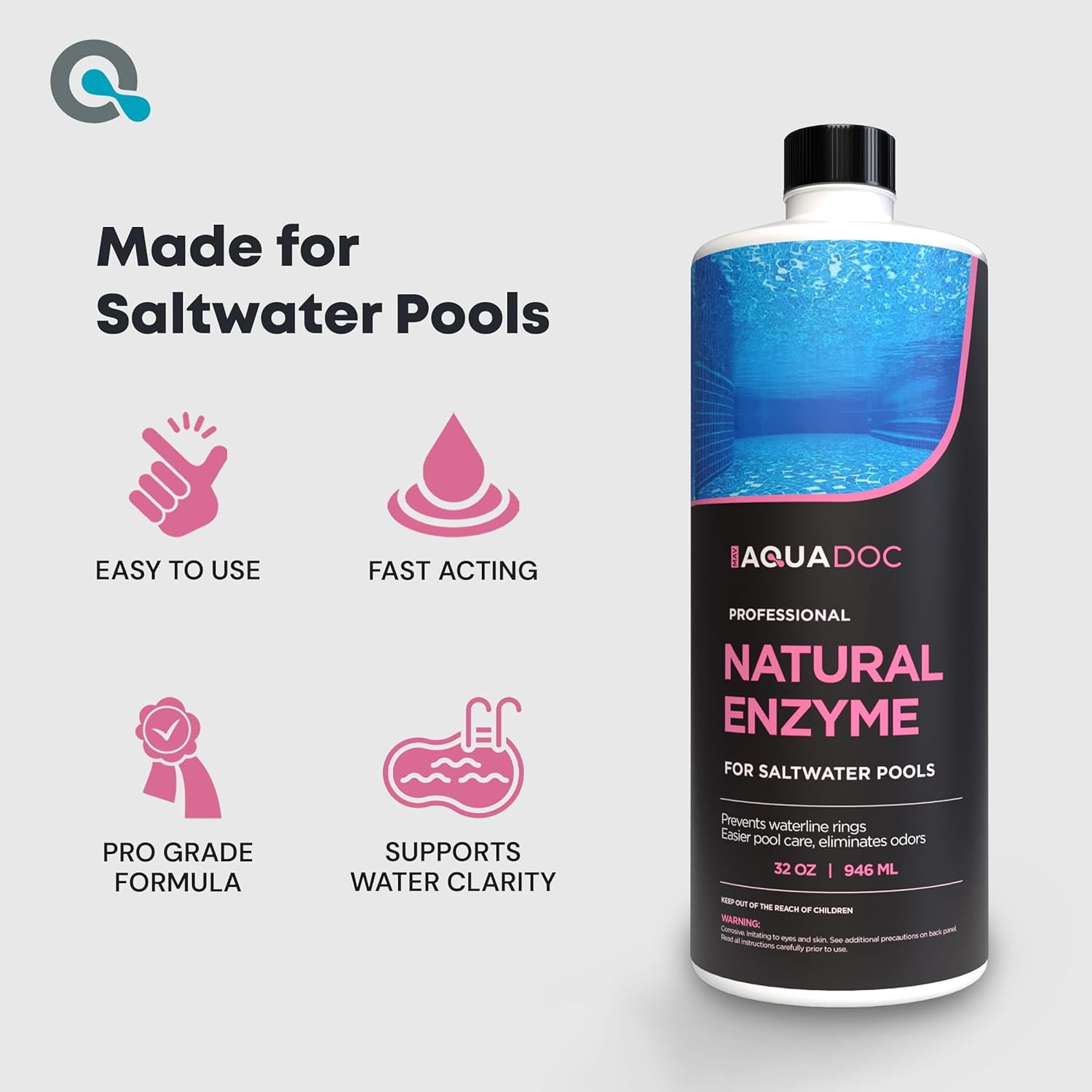 AquaDoc Saltwater Pool Enzyme Treatment, Waterline Cleaner & Oil Control (32 oz) u51ix