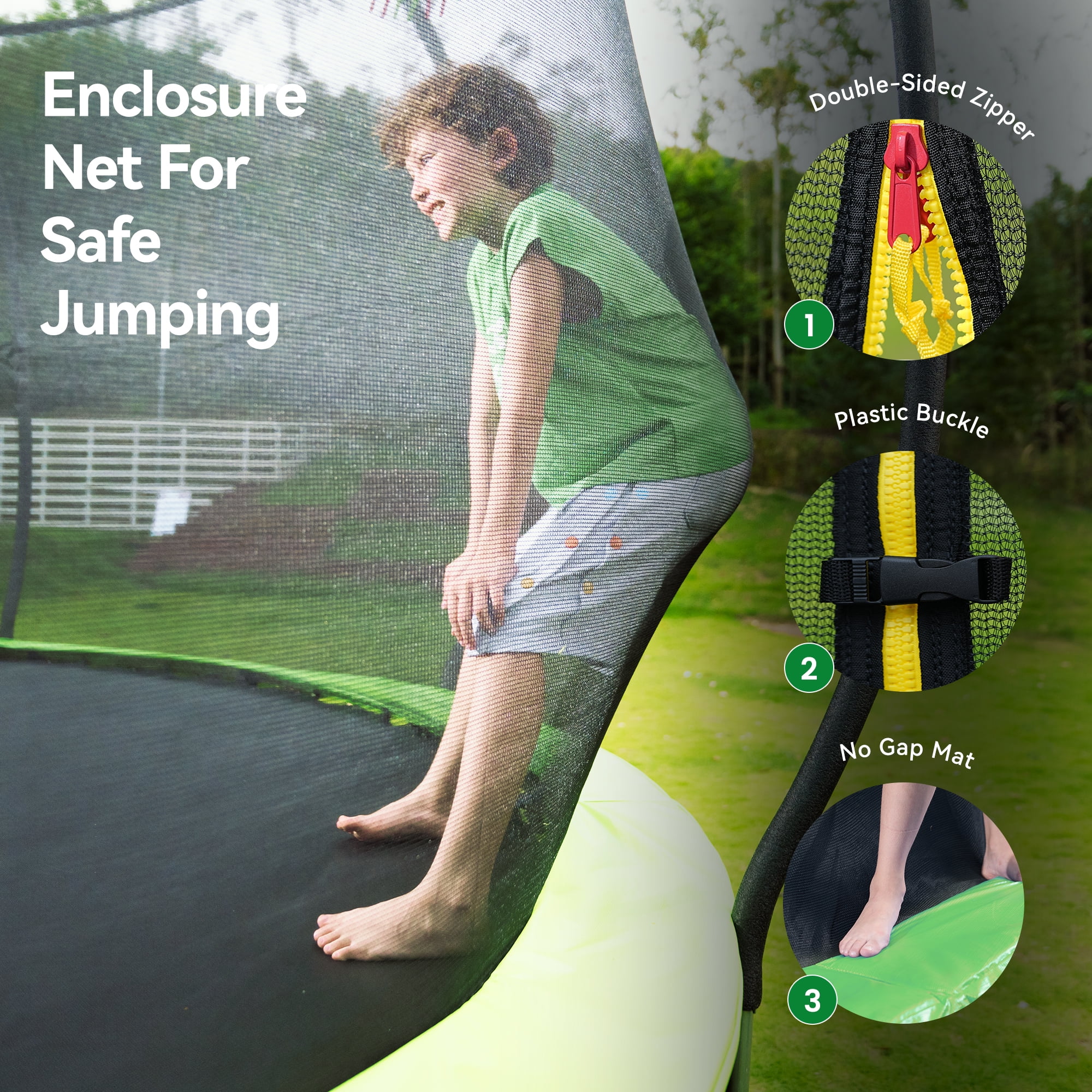 GVDV Outdoor Recreational Trampoline with Safety Enclosure and Ladder (10 ft) lhtvd