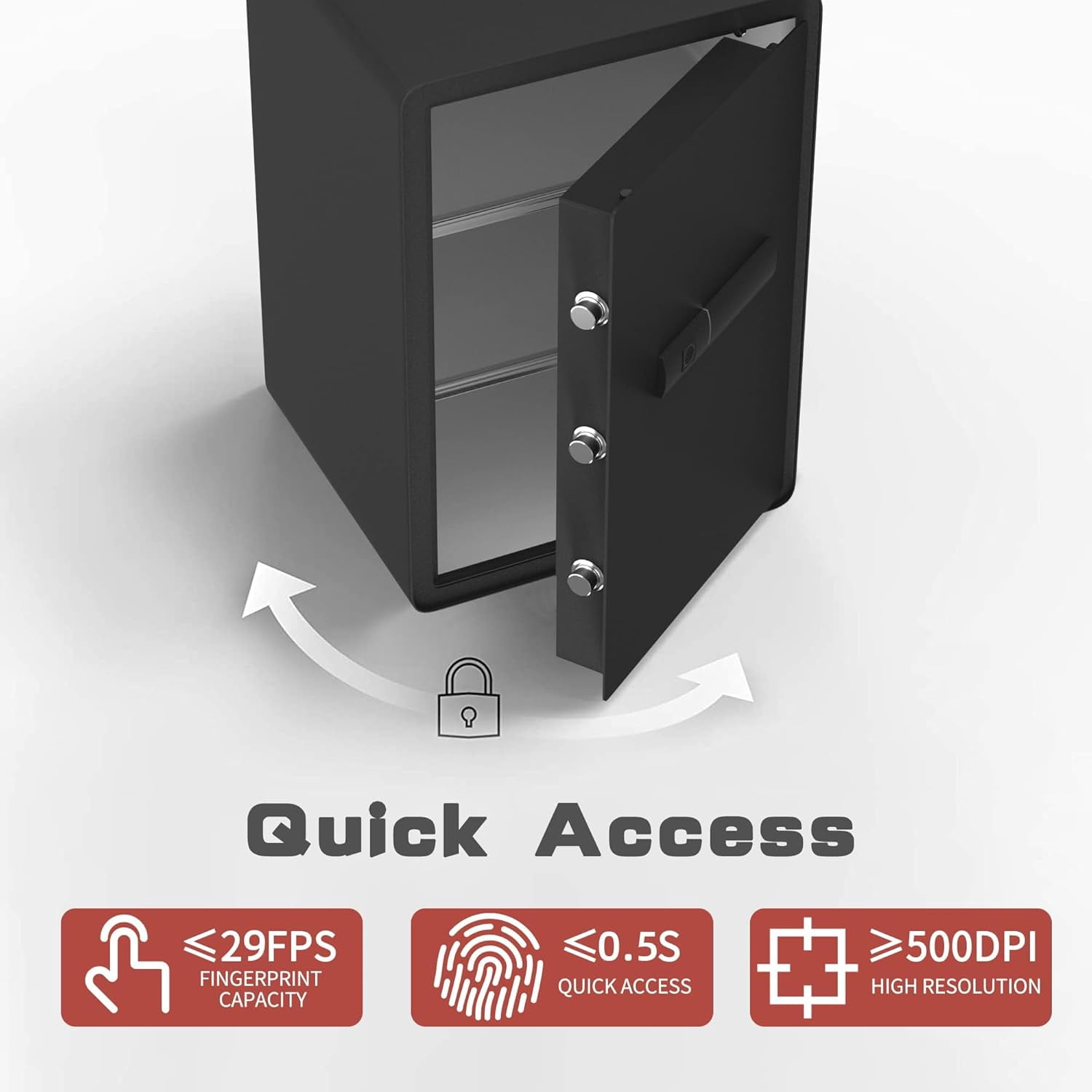 Reliancer Biometric Fingerprint Safe Box with Sensor Light (Black, 3.4 cu ft) c0z2a