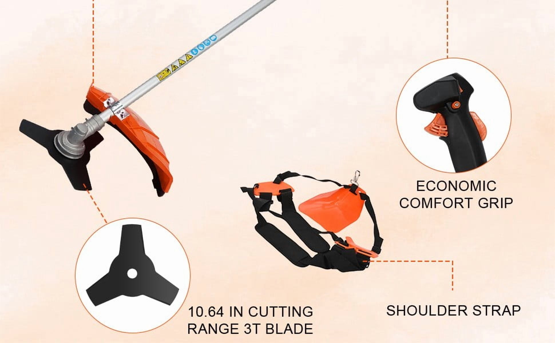 WETS 52cc 2-Stroke Gas String Trimmer and Brush Cutter (Orange, 10 in) 039x9
