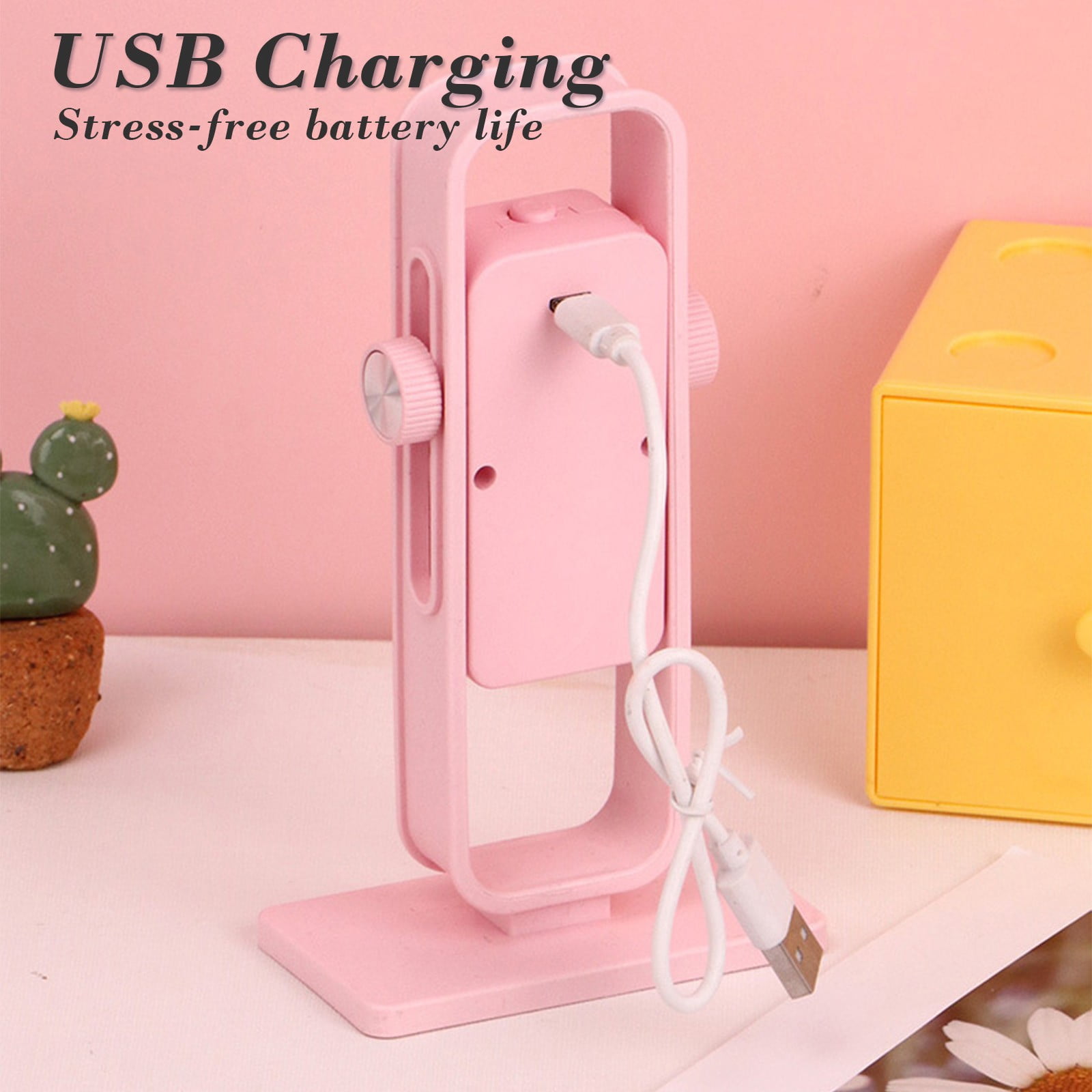 Muecwrye LED Desk Lamp with USB Charging Port, Adjustable Study Light for Home Office (Pink, 15 in) 9l5vt