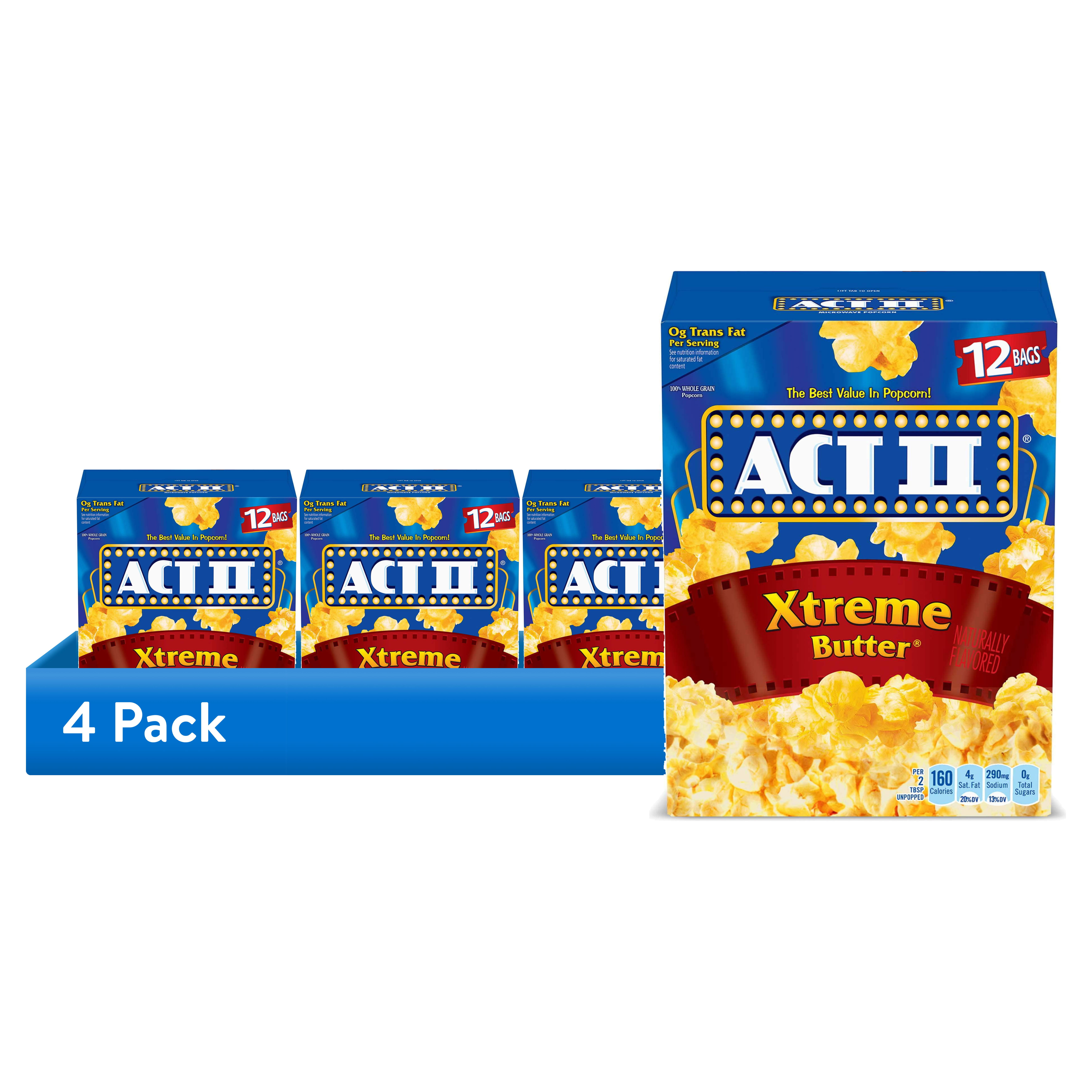 Act II Xtreme Butter Microwave Popcorn, High-Impact Flavor, Gluten Free (12-Count, 2.75 oz) oqdqz