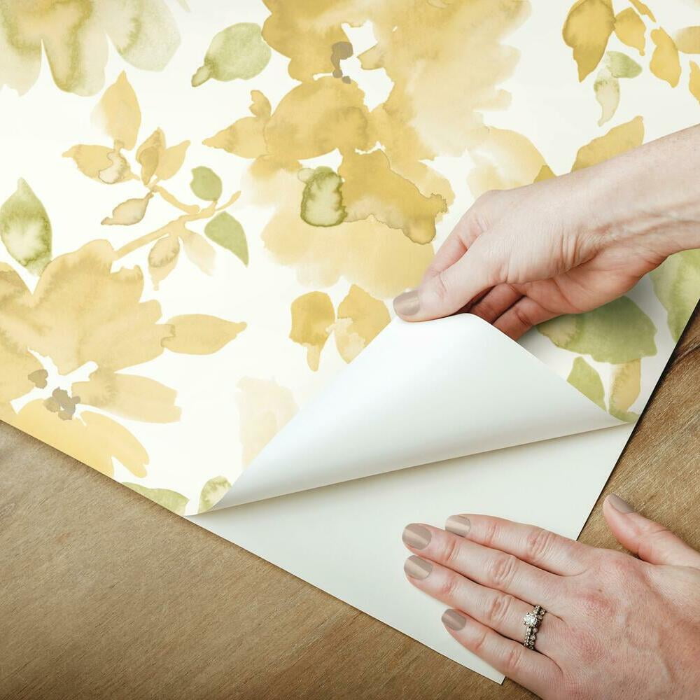 RoomMates Floral Peel and Stick Wallpaper, Removable Self-Adhesive Wall Decor (Light Pink, 28.18 sq ft) 01qoa