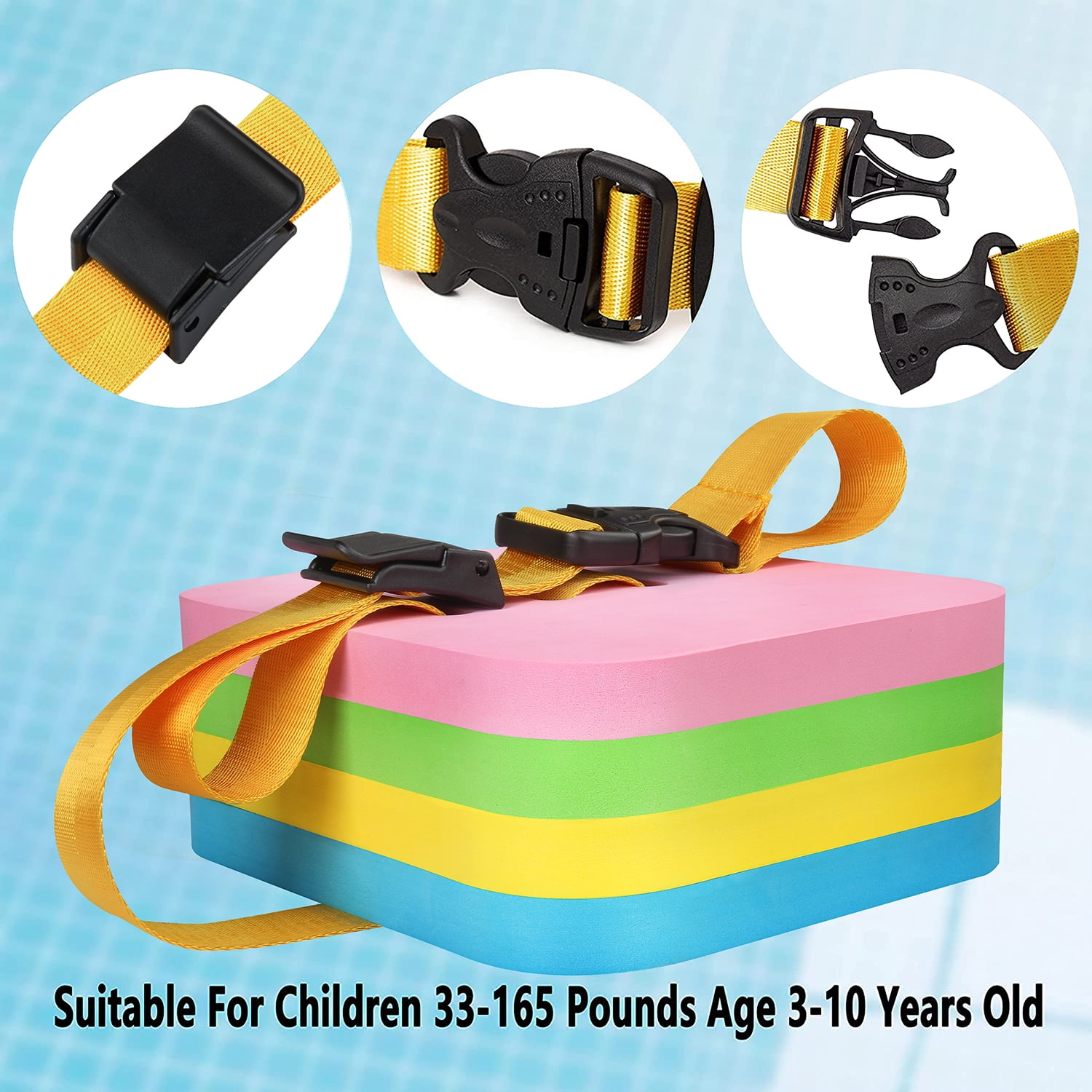 TOYSHARING Kids Swim Training Back Float Belt (Adjustable Foam Layers, 20-55 lbs) xcr4a