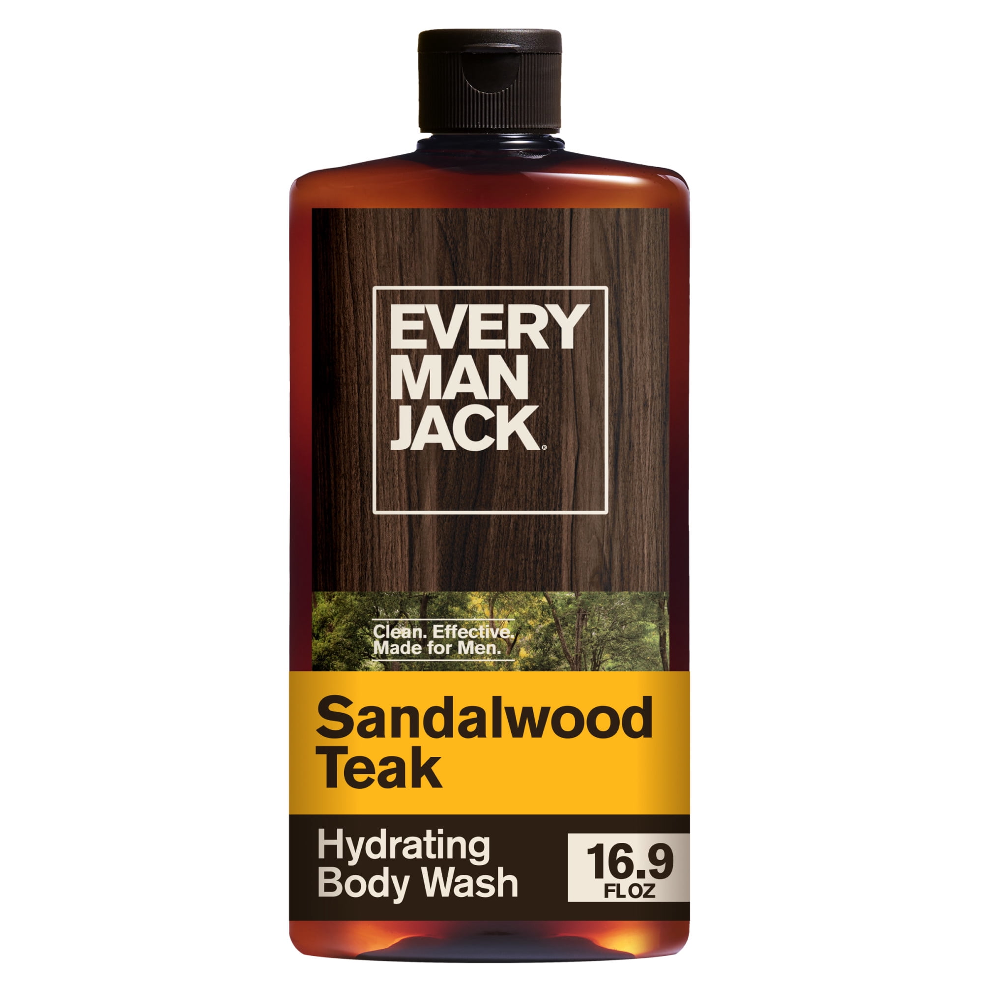 Every Man Jack Sandalwood Teak Hydrating Body Wash for Men, Deep Cleaning and Moisturizing Formula (16.9 fl oz) mvlco