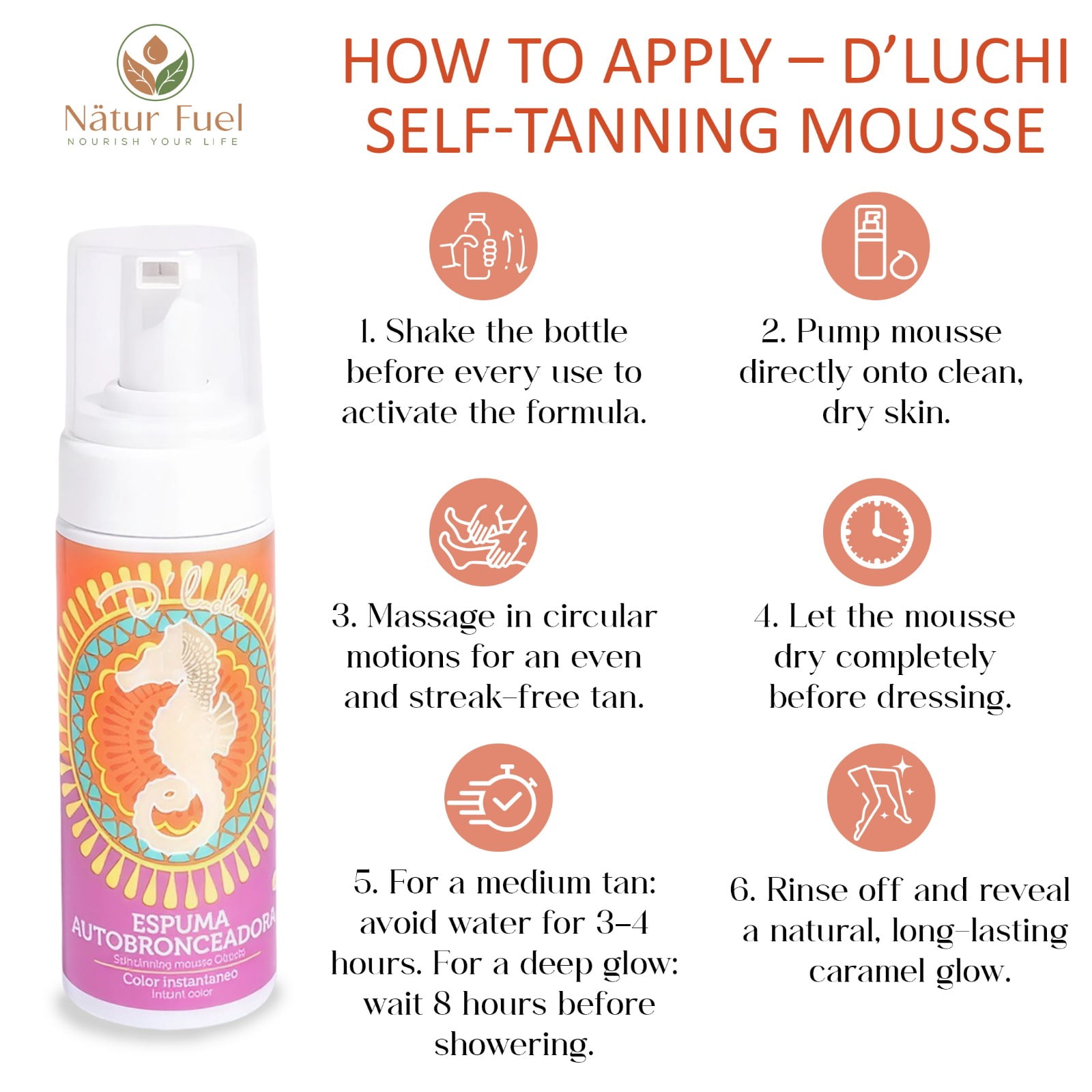 D’Luchi Self-Tanning Mousse, Hydrating Sunless Tanner with Aloe Vera & Jojoba (Medium Caramel, 5.07 fl oz) nnnar