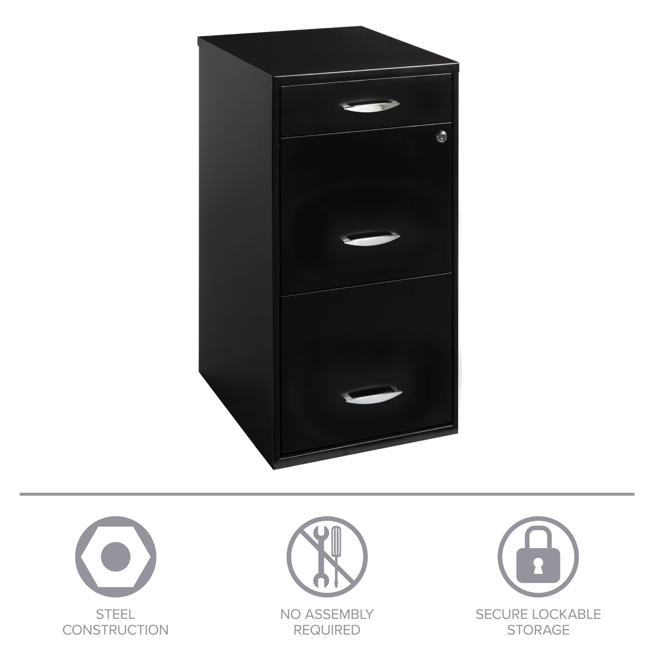 Space Solutions 3 Drawer Vertical File Cabinet with Pencil Drawer (Black, 18 in x 14 in x 27 in) 06h01