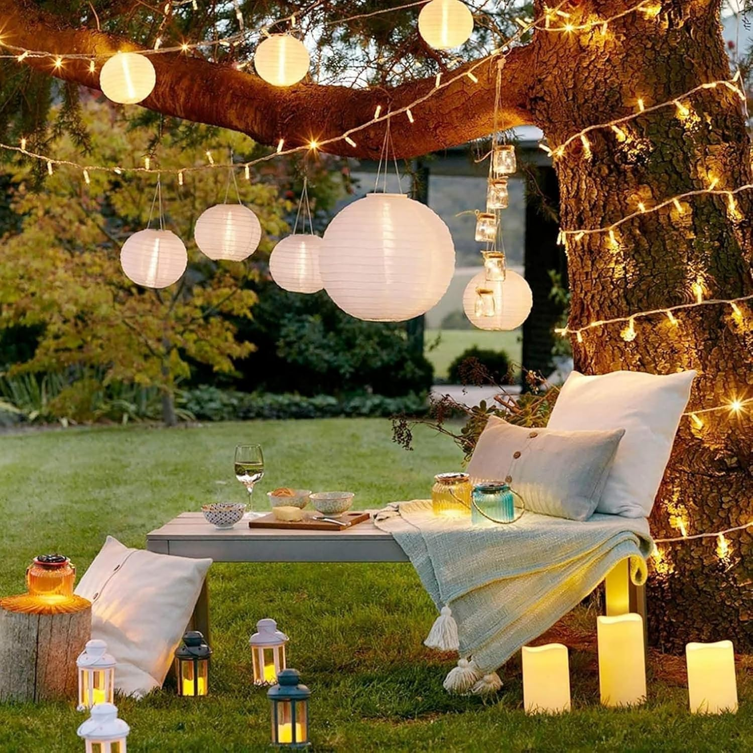 ArooickT 220 LED Fairy String Lights, Waterproof Indoor Outdoor Decorative Lighting with Remote Control (Warm White, 82 ft) ss4pw