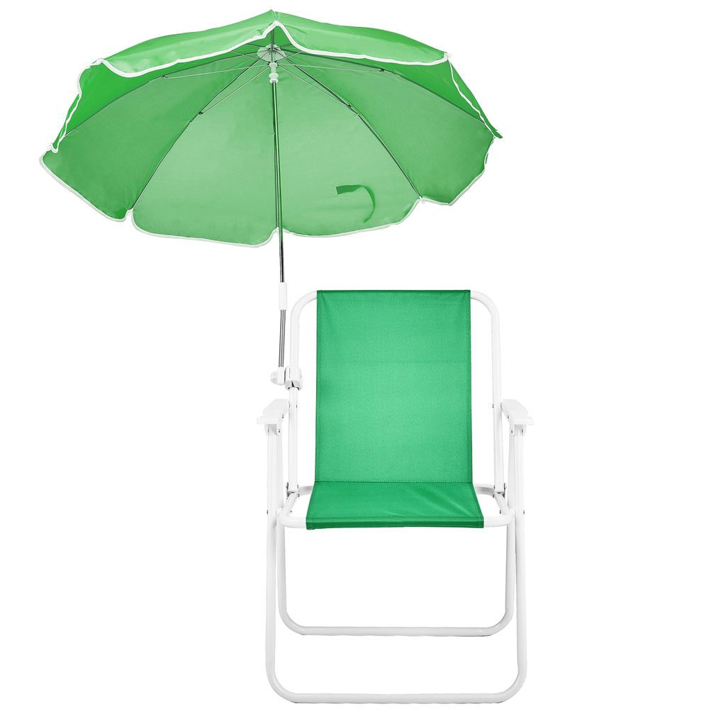 Resenkose Folding Beach Chair with Detachable Umbrella, Portable Outdoor Camping Seat (Green, 265 lb Capacity) bs21h