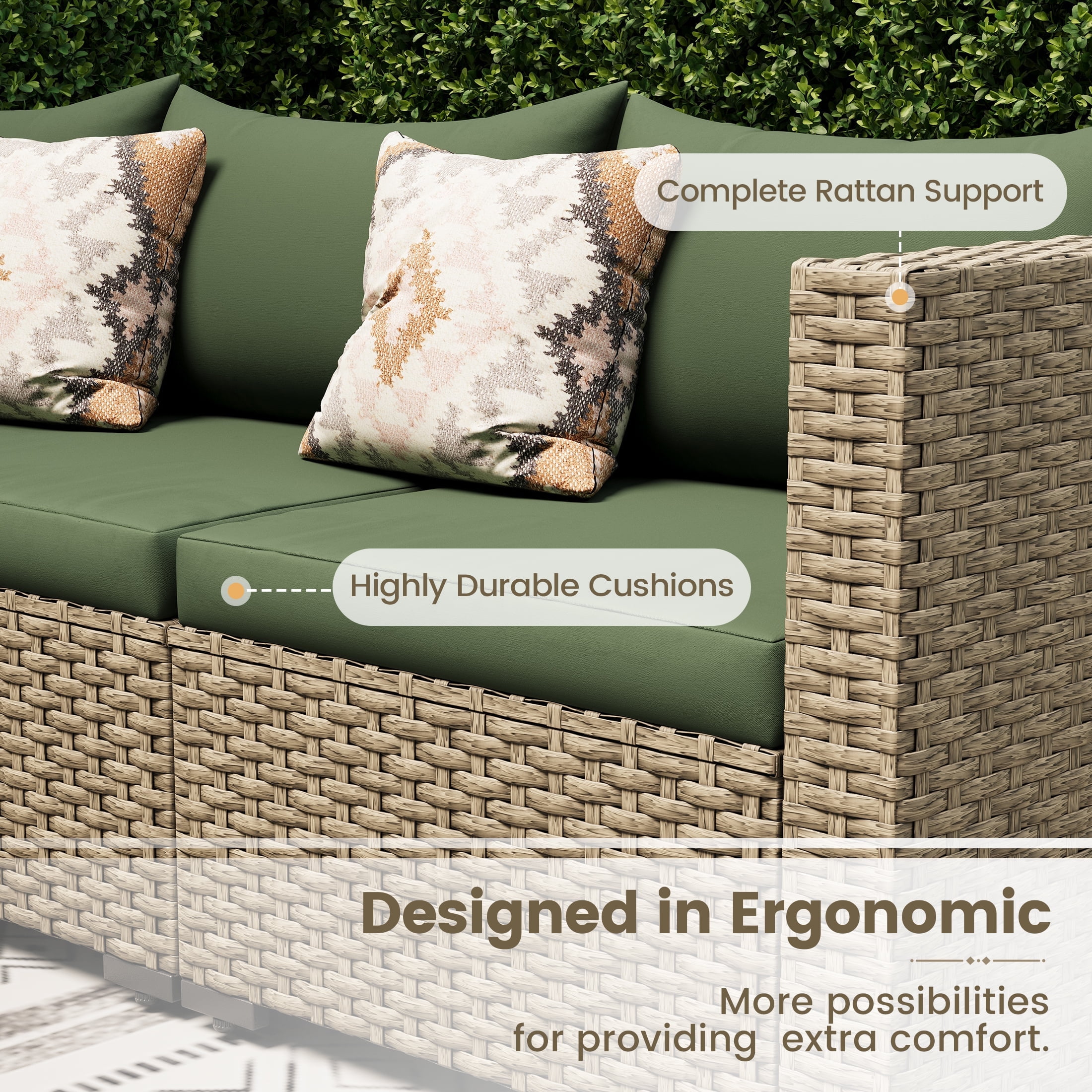 POTEBAN 7-Piece Outdoor Patio Furniture Set, Rattan Wicker Sectional Sofa with Cushions (Grey, 7-Piece) oq7q9