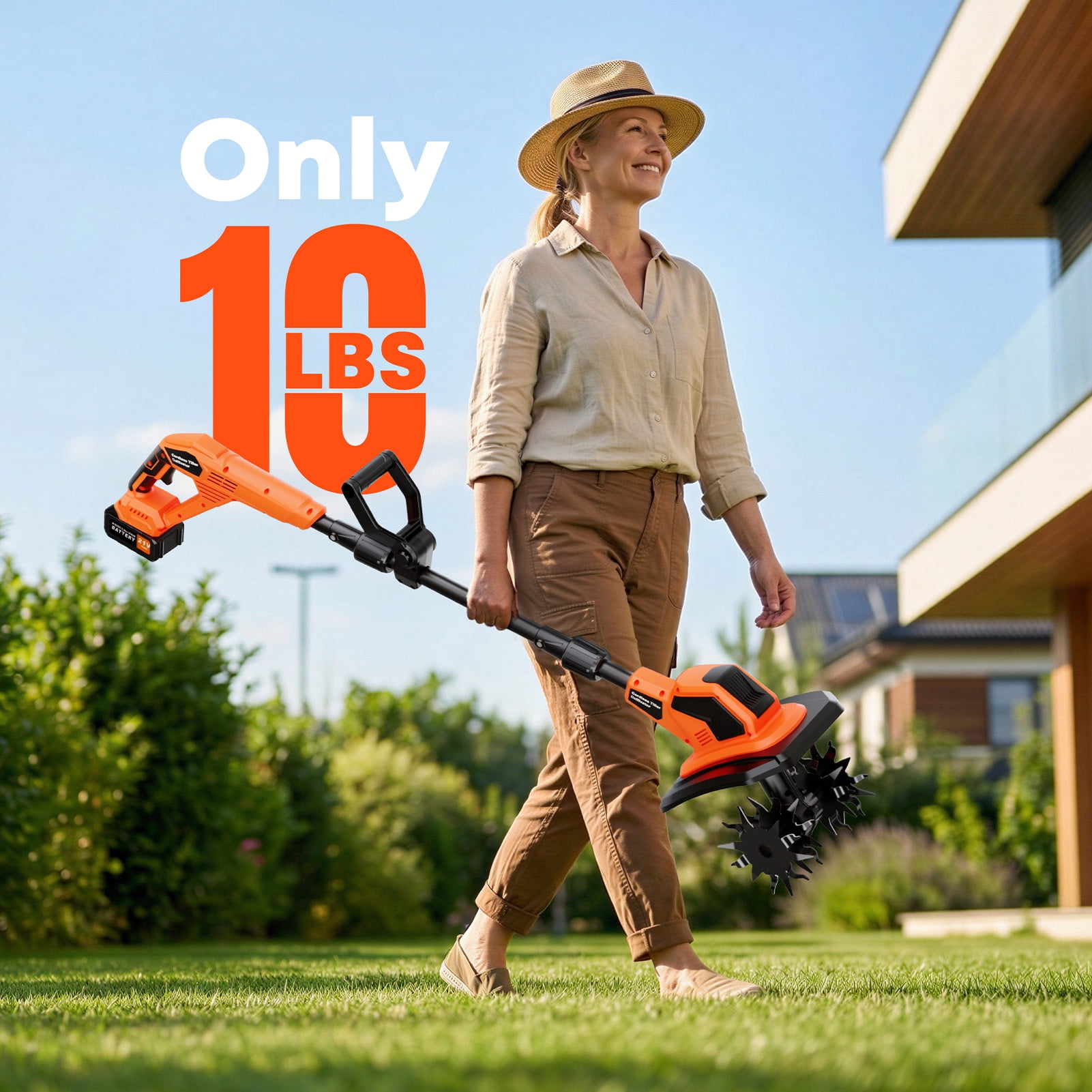 Tanbaby Cordless Electric Tiller Cultivator, Garden Rototiller with Dual 4.0Ah Batteries, 21V Brushless Motor (9 in Width, 6.7 in Depth) rvri7
